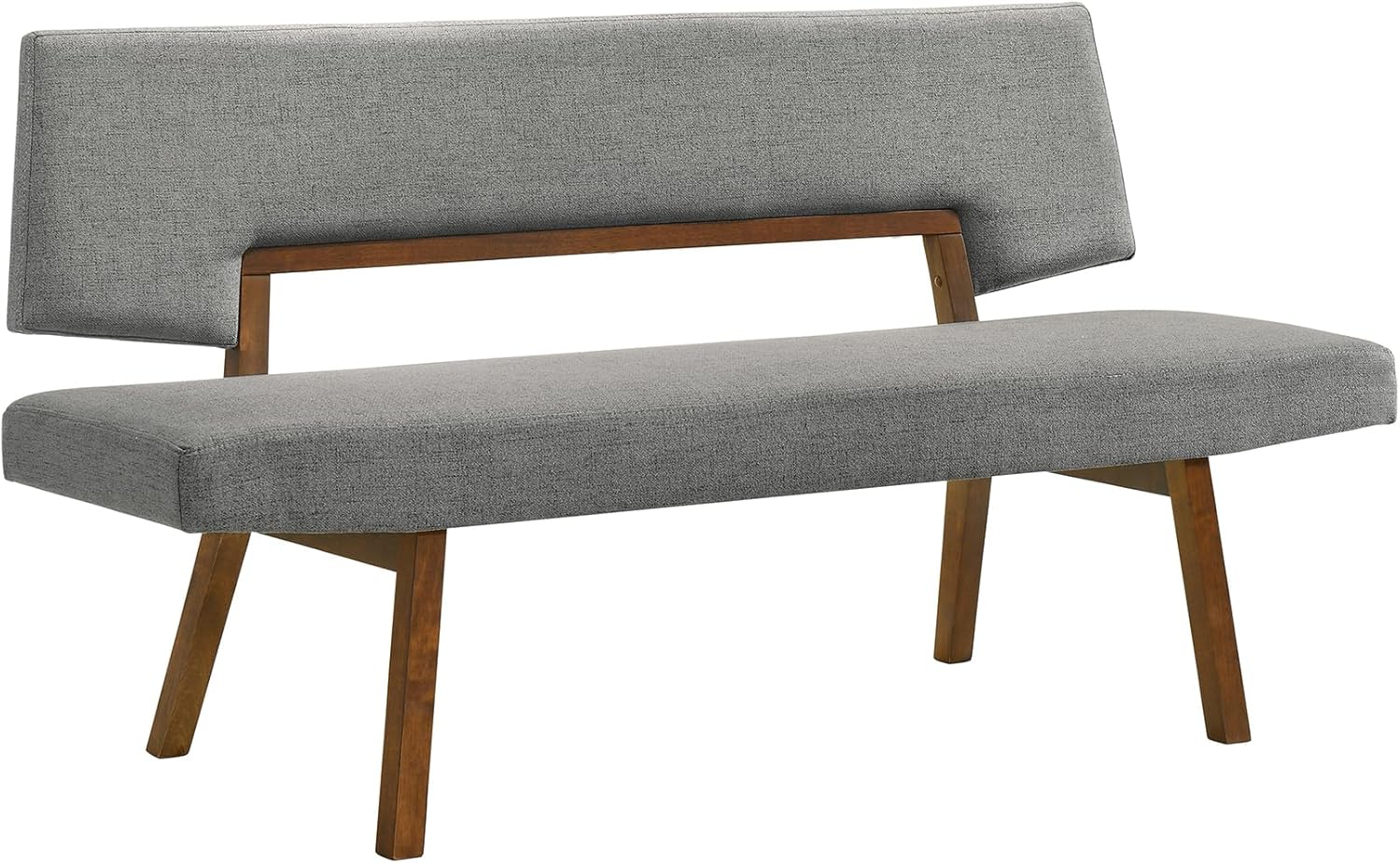 Channell Wood Dining Bench in Walnut Finish with Charcoal Fabric