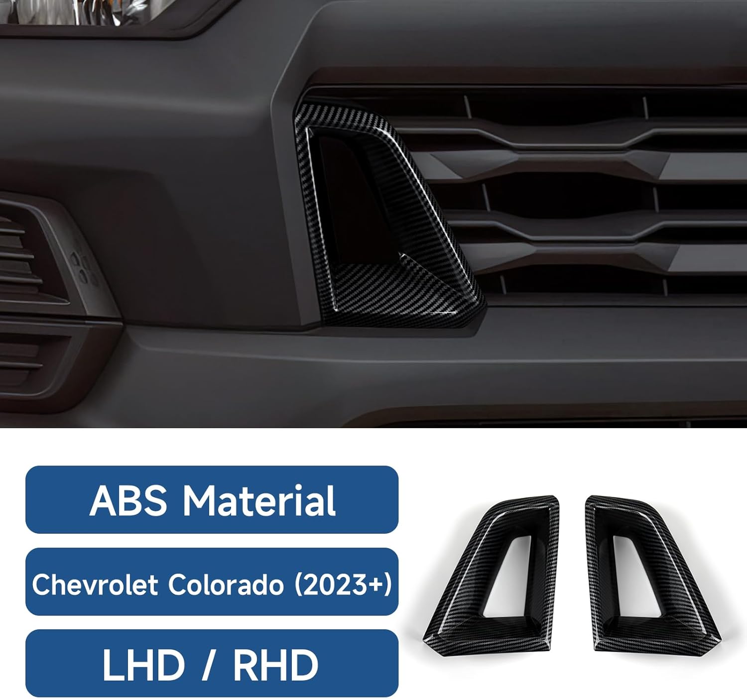 Car ABS Carbon Fiber Front Bumper Grille Cover Interior Trim Decal for Chevy Colorado 2023 2024 2025 2026 Accessories