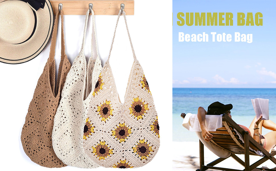 Bolso de playa tejido para mujer, tote de verano suave miniatura 7