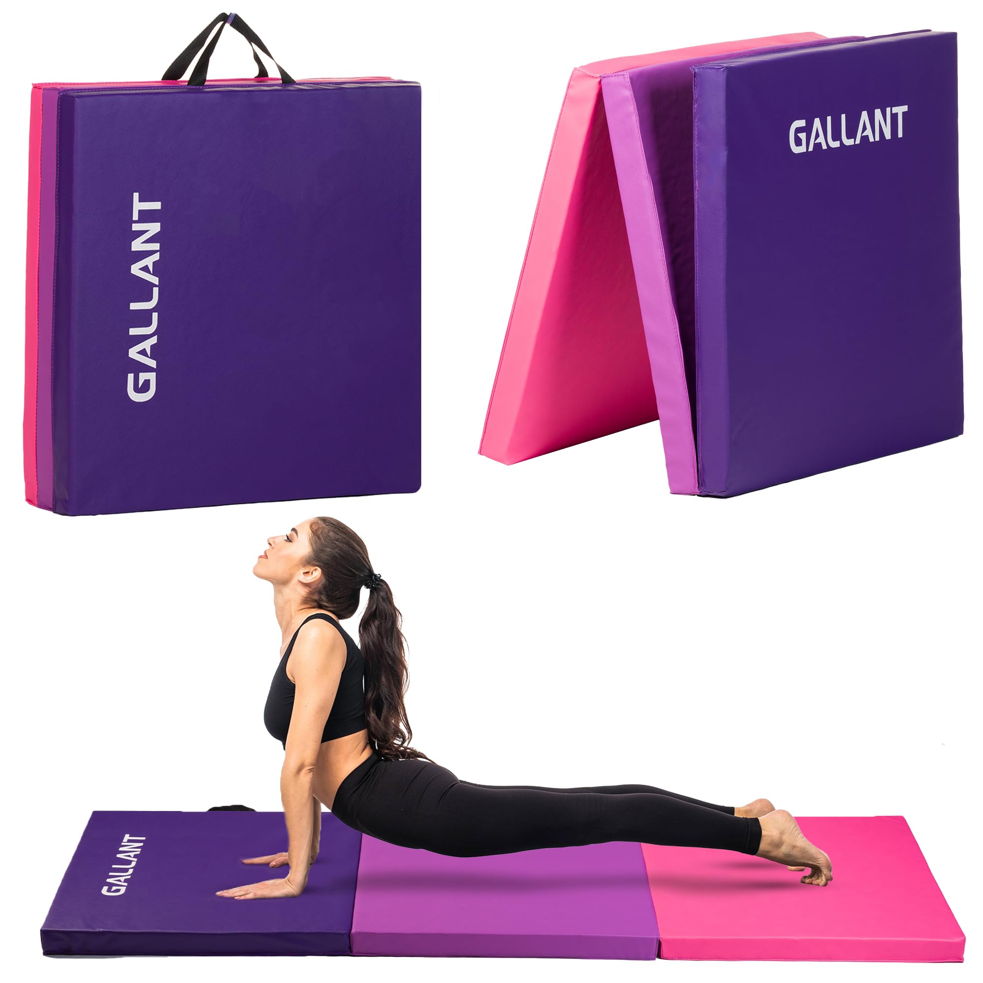 Gallant Foldable Gymnastics Mat - 6ft Long & Tri Folding, 5cm Thick High Density Foam, Non Slip & Easy to Clean - Tumble Exercise Gym Crash Mat For Children, Kids Gymnastics Equipment