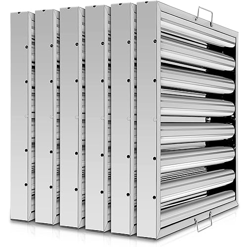 Filtros de capó, filtro de campana extractora de grasa de 7 ranuras, filtro de grasa deflector de acero inoxidable 430, filtro de 19.5 x 19.5