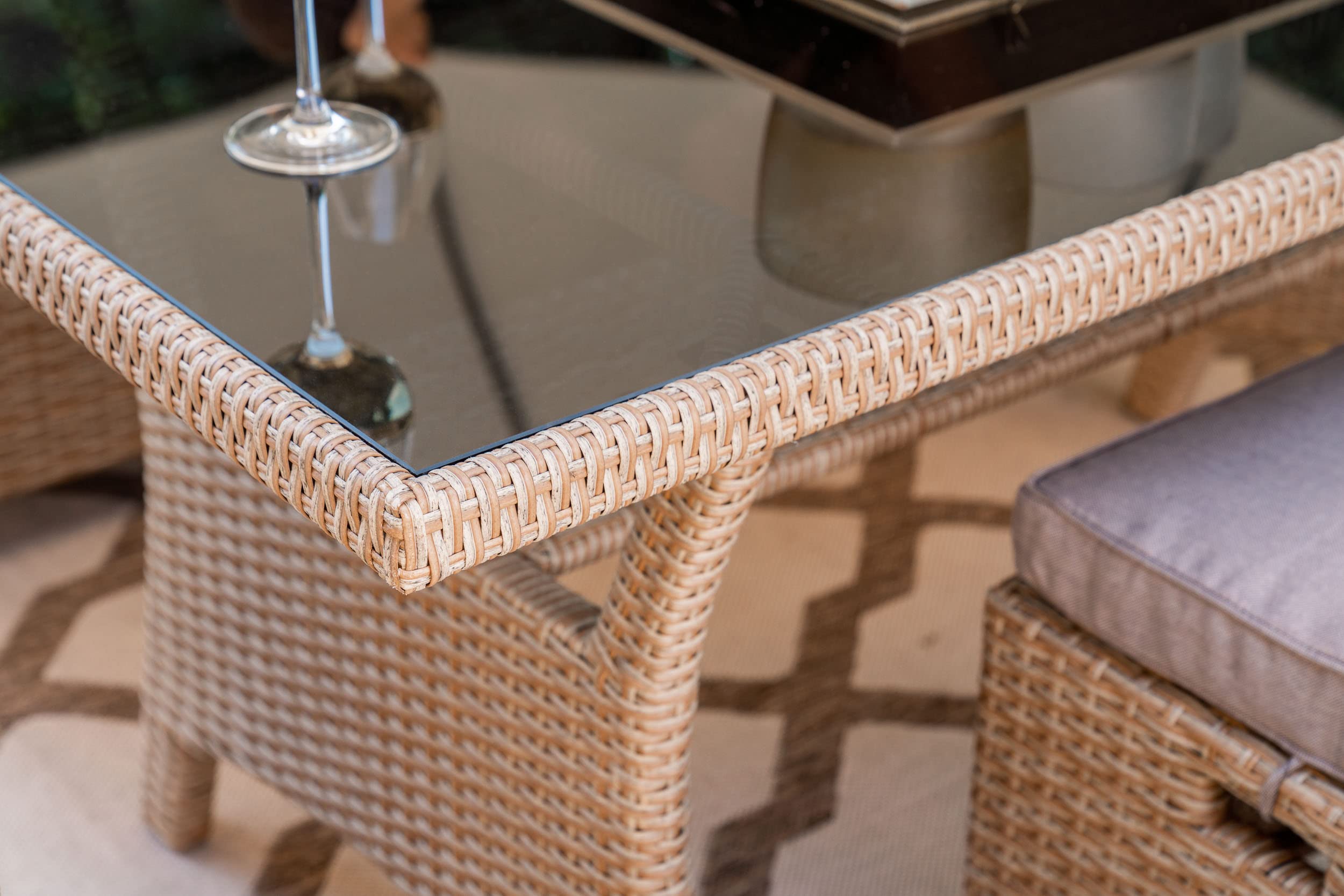 di volio Polyrattan Sitzgruppe Lounge Rossano – Gartenmöbel-Set für bis zu 9 Personen in Zwei Farbvarianten (beige)