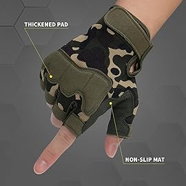 FIORETTO Fingerless Gloves for Airsoft Shooting Half Finger Hunting Hiking Cycling Driving Motorcycle Climbing Work Gloves Green Camo X-Large