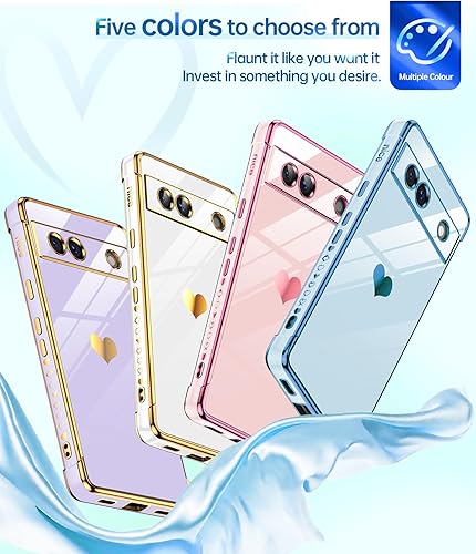 Miniatura 5 de LeYi Funda para Google Pixel 7A con protector de pantalla de vidrio templado 2 piezas + protección completa de la lente de la cámara, chapado en