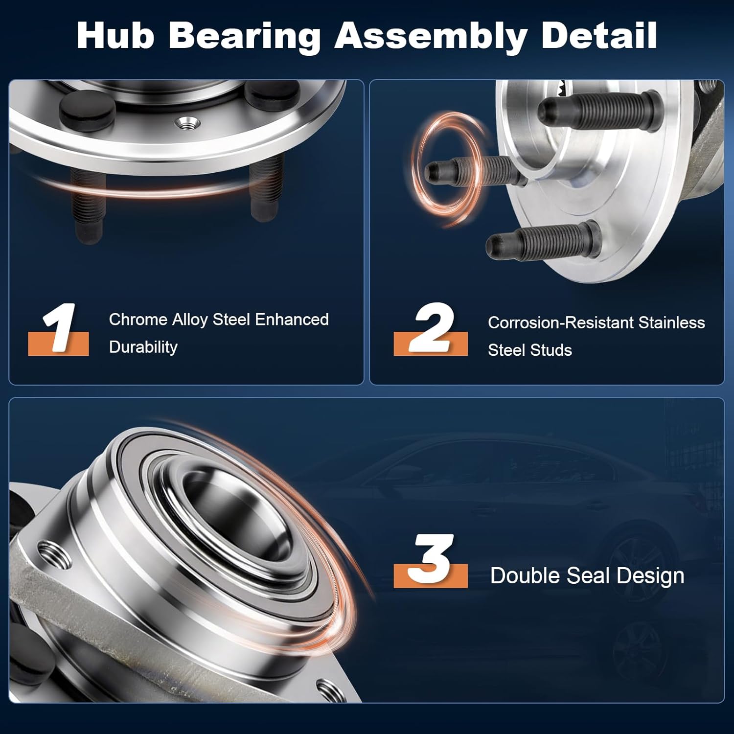 513288 Front or Rear Wheel Bearing Hub Assembly Fit for Buick 10-17 Allure/LaCrosse/Regal, for Cadillac 13-16 CTS/XTS, for chevy 10-17 Equinox/Impala/Malibu, for GMC 10-17 Terrain 5-Lug ABS