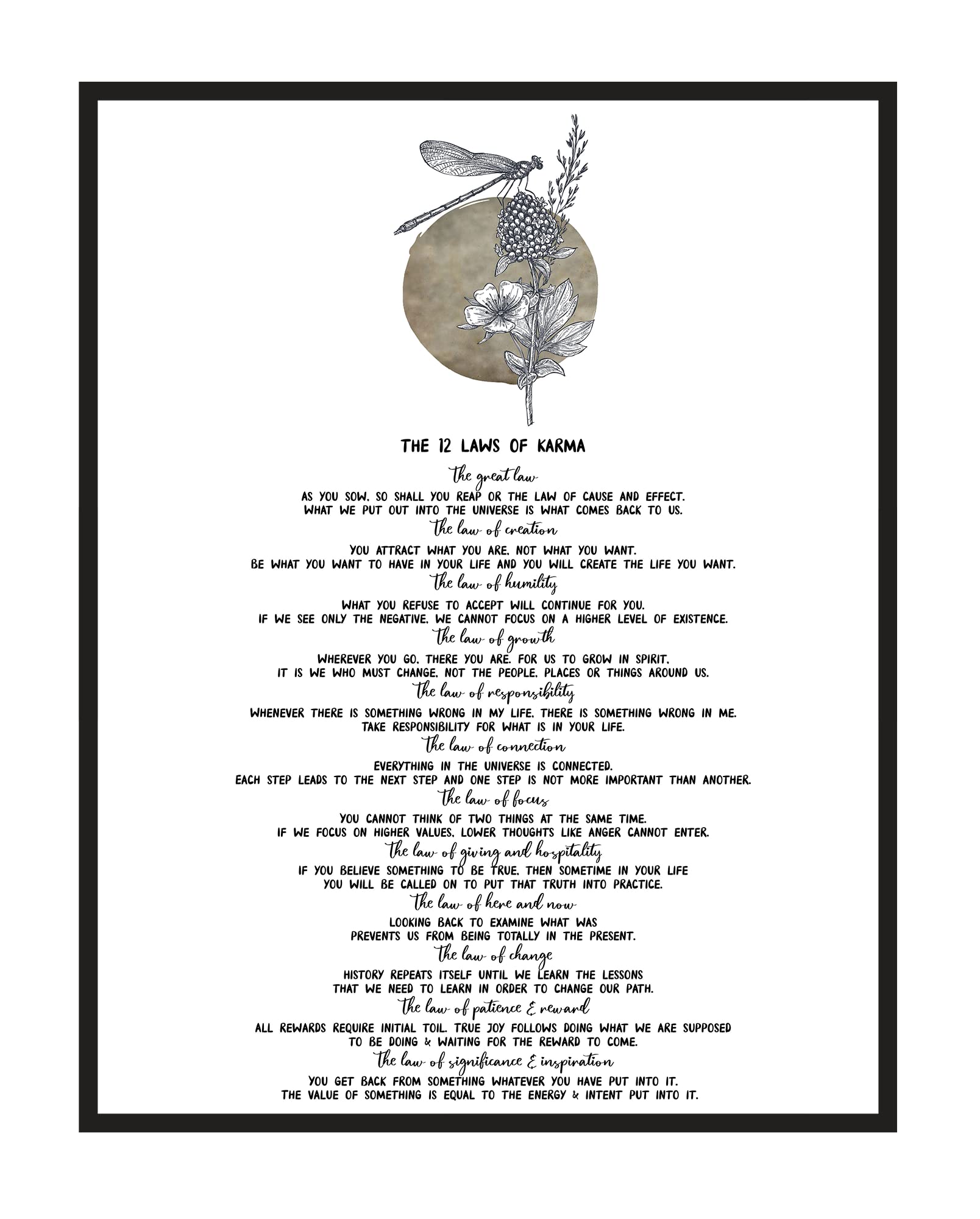 12 Rule of Karma Inspirational Quotes Wall Art Decor , Minimalist Motivational Posters , Gym Motivational Wall Art , Office Zen Room Decor , Yoga Meditation Room , Zen Wall Art for Living Room (11x14)