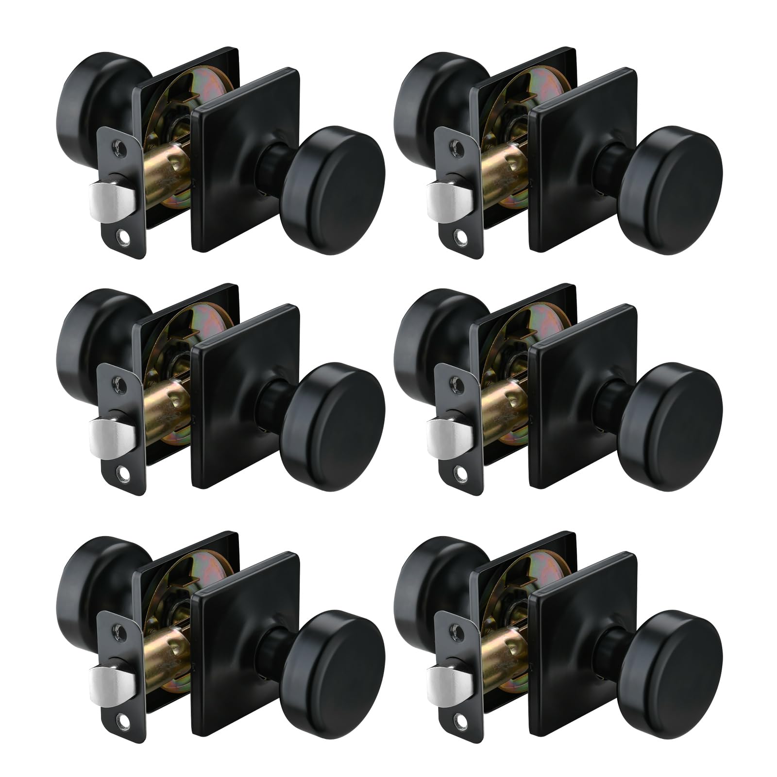 Black Door Knobs - 6 Pack Privacy Knobs -19