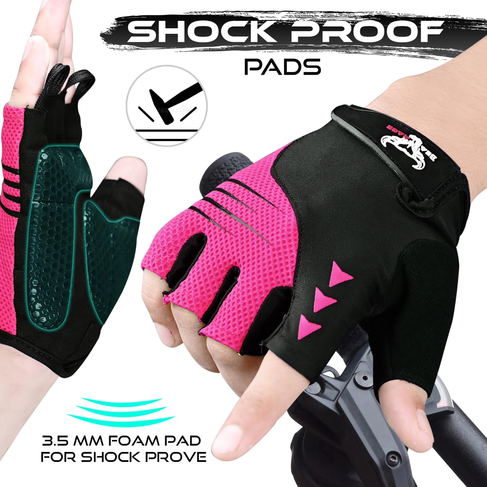 BEAST RAGE Gants de Cyclisme à demi-Doigts pour Hommes et Femmes, Gants vélo rembourrés Respirants Antidérapants, Gants de vélo de Route VTT Absorbant