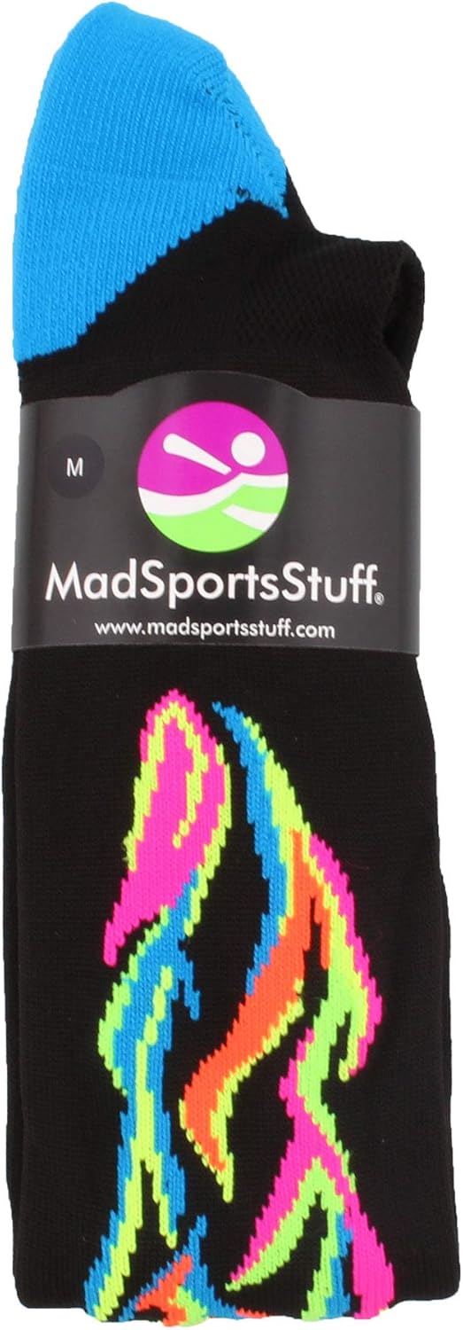 MadSportsStuff Fire Flame Soccer Style Soccer Socks for Boys Girls Men Women Youth Kids Adult Over the Calf - Image 3
