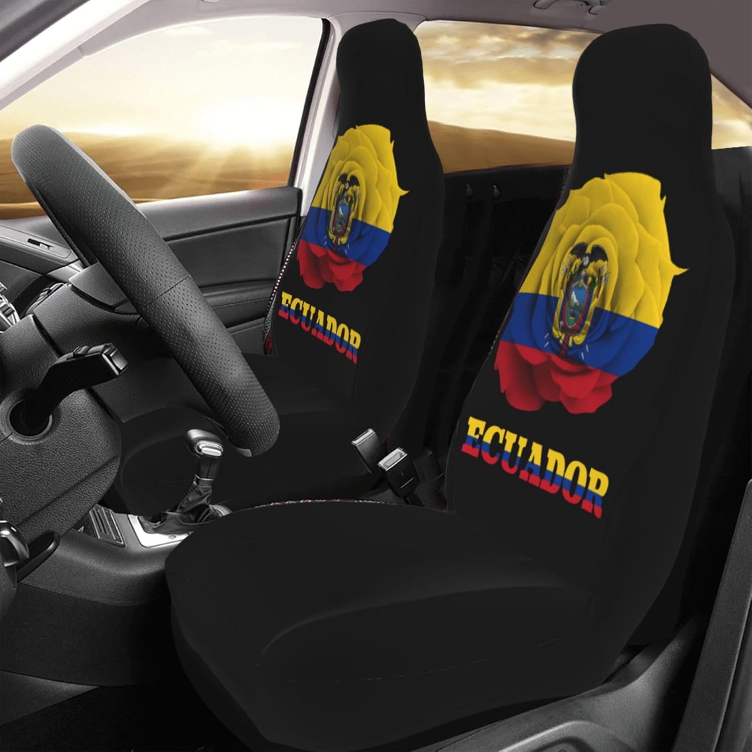 Flower Ecuadorian Ecuador Flag Car Seat Covers for Women Men Universal Size Funny Design Vehicle Interior Accessories Protetors Truck SUV