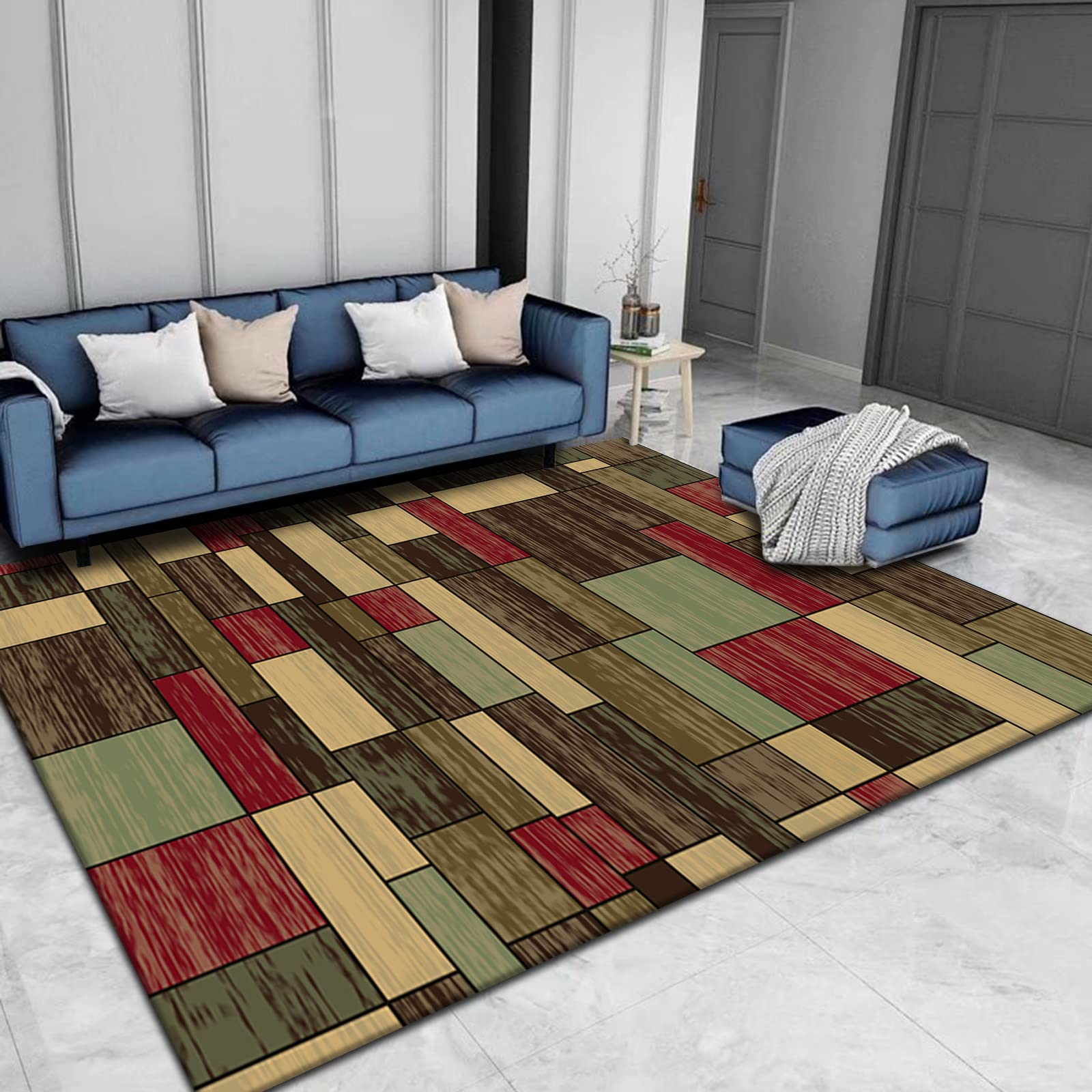 Tapis moderne à rayures pour salon et chambre