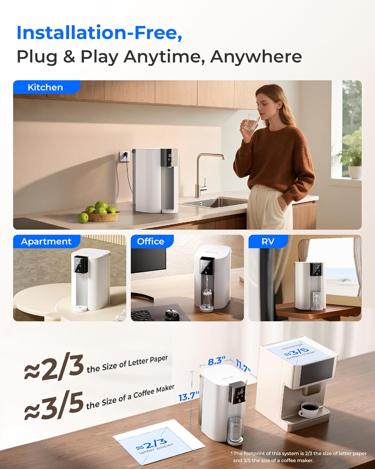 Waterdrop C1S Countertop Reverse Osmosis System, NSF/ANSI 58 & 372 Certified, 6-Stage, Portable Reverse Osmosis Water Filter, Reduce PFAS, No Installation Required, BPA Free