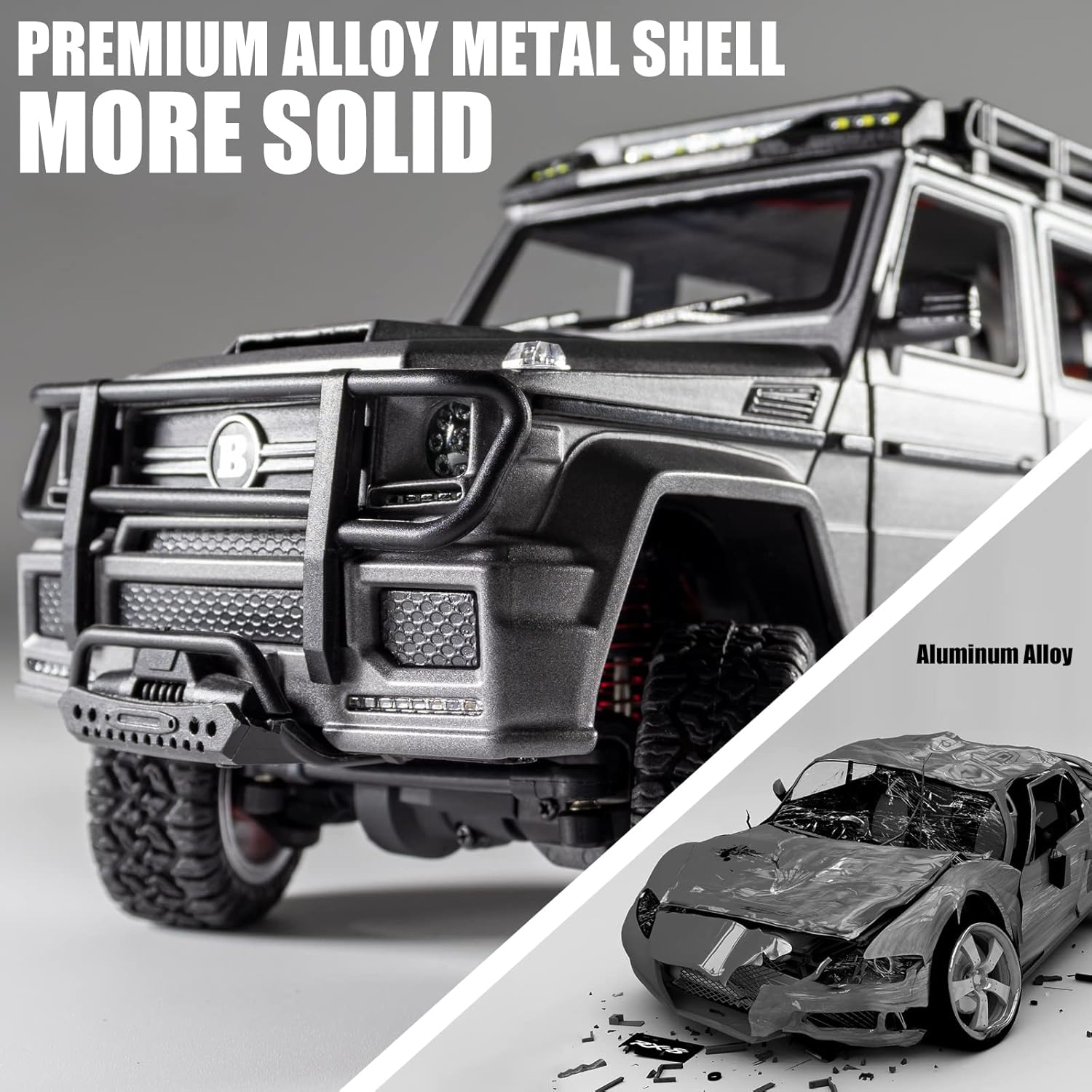 Supdex 1/24 RC Refitted Metal Alloy Collectible Model Car, Rock Crawler with LED Lights, 2.4Ghz Full Scale Remote Control Trucks with Openable Doors for Adults and Kids Christmas Xmas Birthday Gift : Toys & Games