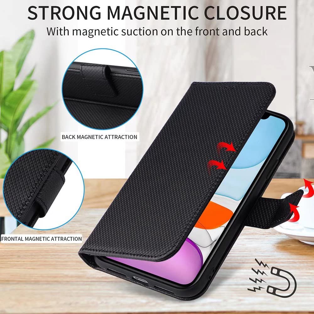 GOKEN Cover Folio In Pelle PU Con Portafoglio E Supporto Per Ulefone Armor X10 Pro / Armor X10, Custodia Con Chiusura Magnetica, Slot Per Carte E Contanti, Nero