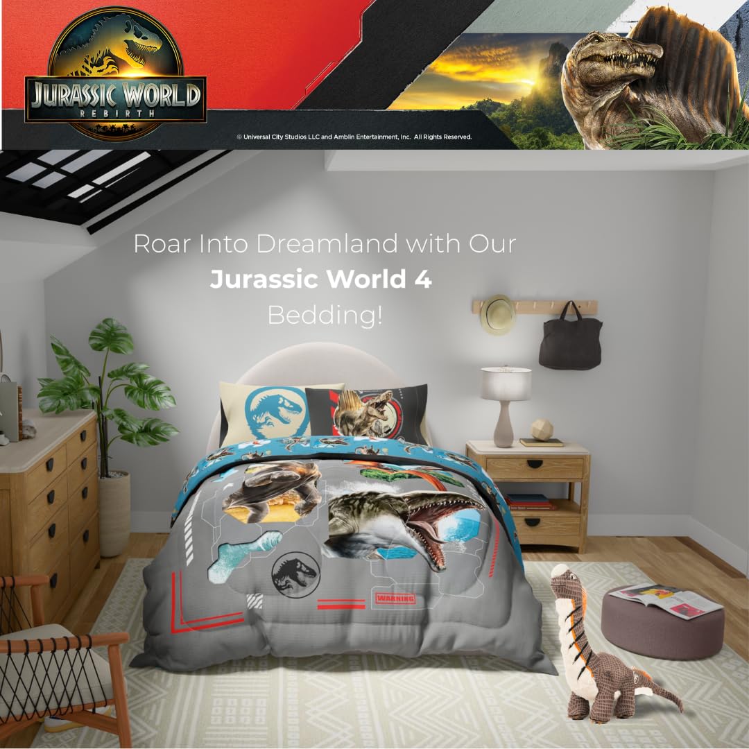 Franco Bedding Super Soft Plush, Standard, Jurassic World Rebirth