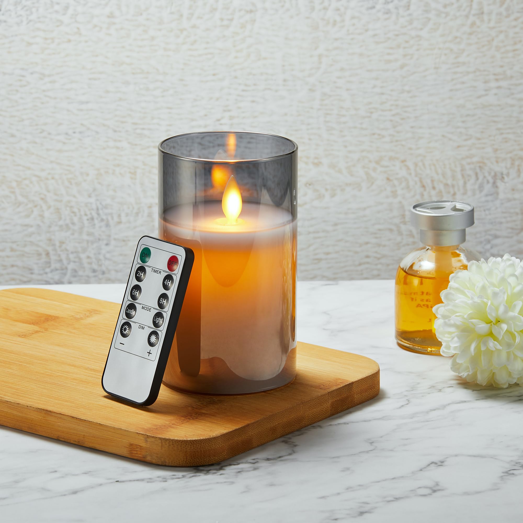 Koelaa Velas de Batería, Velas LED, Velas sin Llama, Vela de Vidrio Realista Efecto, Velas que Funcionan con Pilas, Velas Remotas, Velas Electricas de Cera Reales, Velas para Navidad-7.5 * 12.5cm