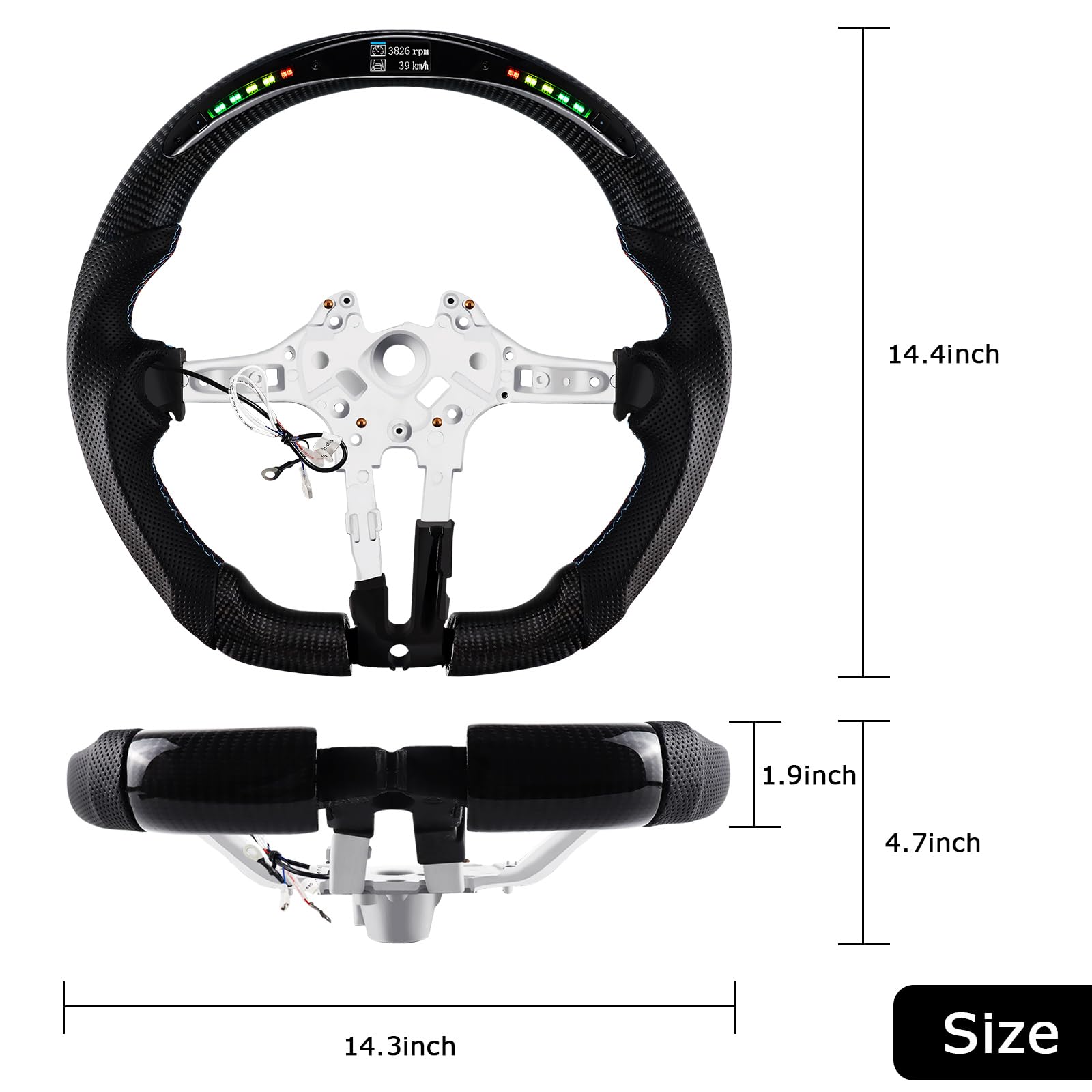 Carbonfaser-Lenkrad, LED-Schaltanzeige Lenkrad für BMW M Sportserie/M Performance Serie M3 F20 F22 F23 F45 F30 F31 F32 F33 F36 F87 M2 F80 M3 F82 F83 F15 F34 F20 F21 F25