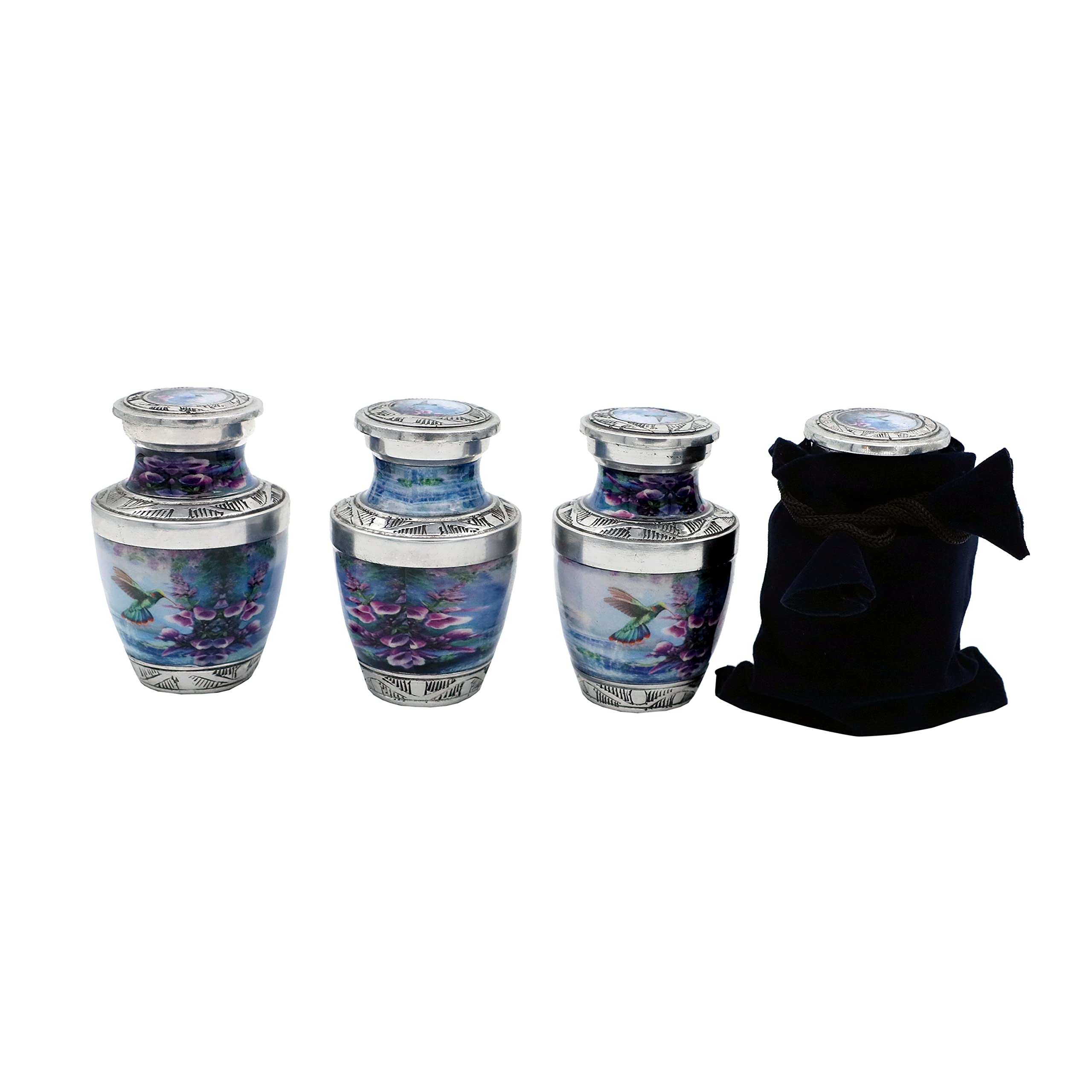 HLC Lovely Humming Bird Cremation Urn Set - Mini Keepsake Urns with Velvet Box & Bags - Affordable (3.5 cu.in) — image 1
