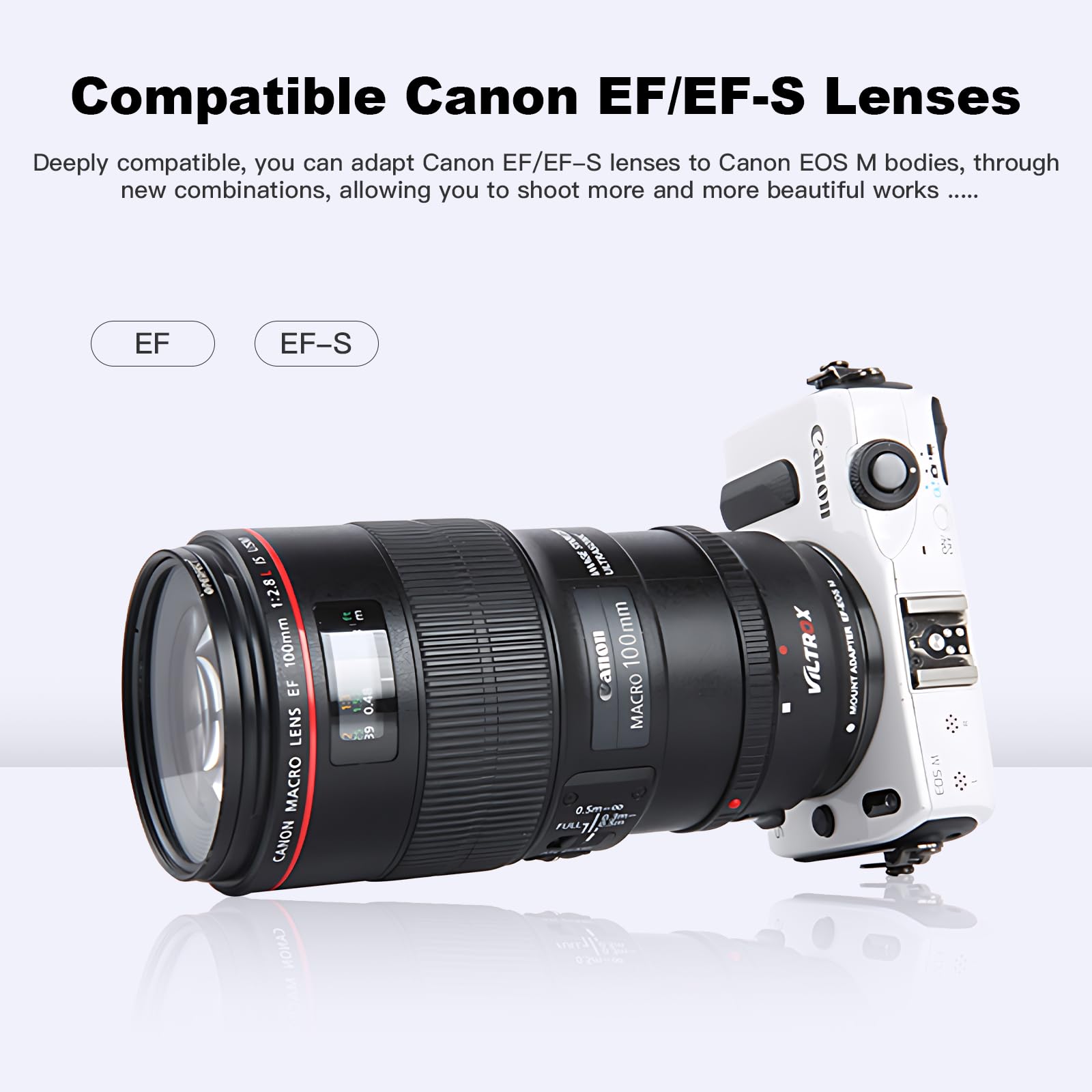 VILTROX EF-EOS M Adaptador Lente Autofoco Electrónico EF-M Adaptador AF 0.71x Speed-Booster para Canon EOS EF/EF-S Lente a Canon M Mount EOS M2 M3 M5 M6 M50 M50II M100 M2 M3 M10 II