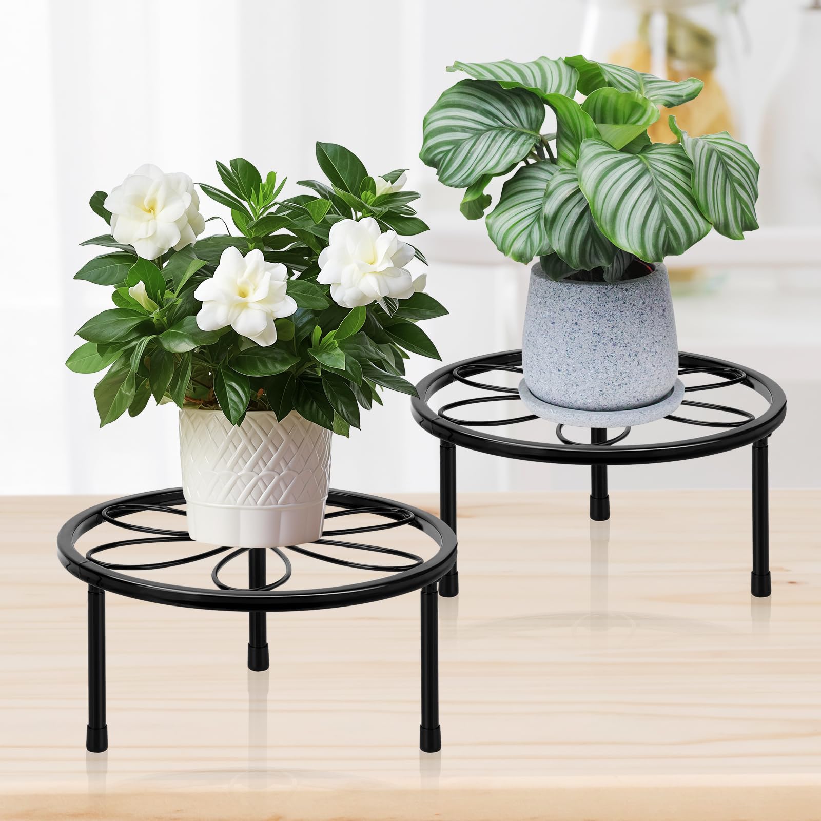 Supports de plantes en métal contre l'encombrement étagère de fleurs robuste lot de 2