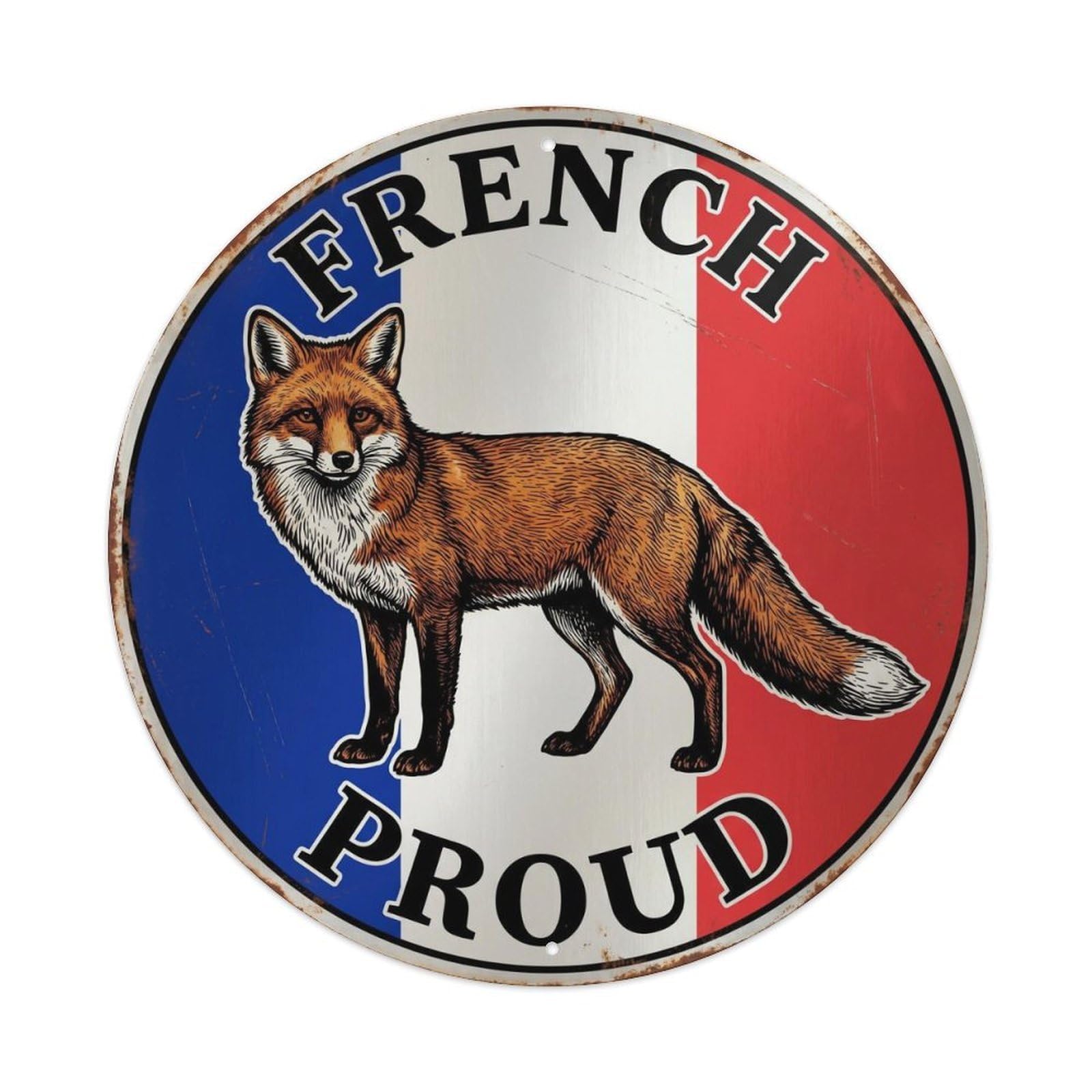 Olhnbad Style French Proud Fox Wildlife Heritage Emblem Metal Tin Sign