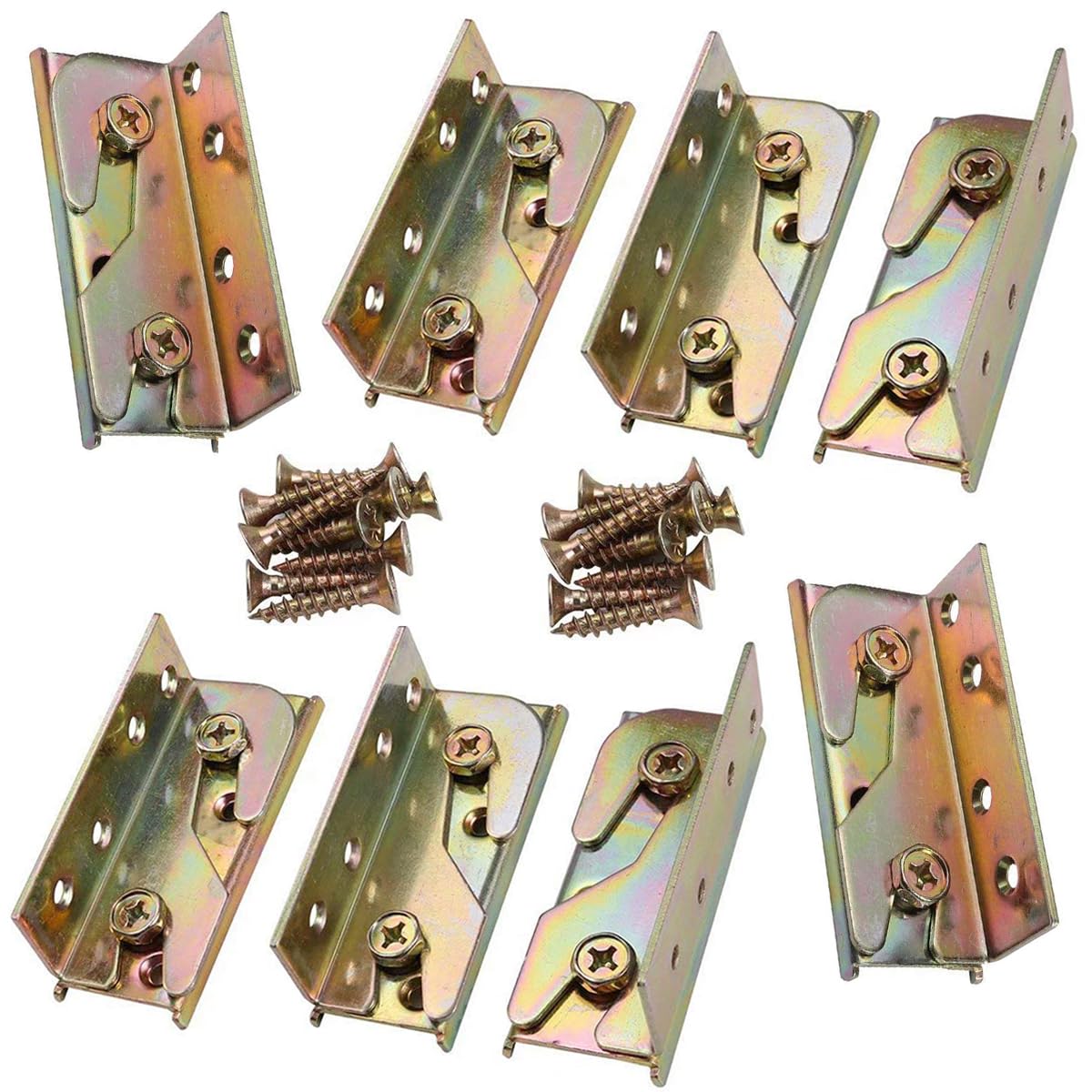 Bed Brackets 8Pack Heavy Duty Bed Fittings Wooden Bed Frame Connectors with Screws for Headboards Footboards Hold