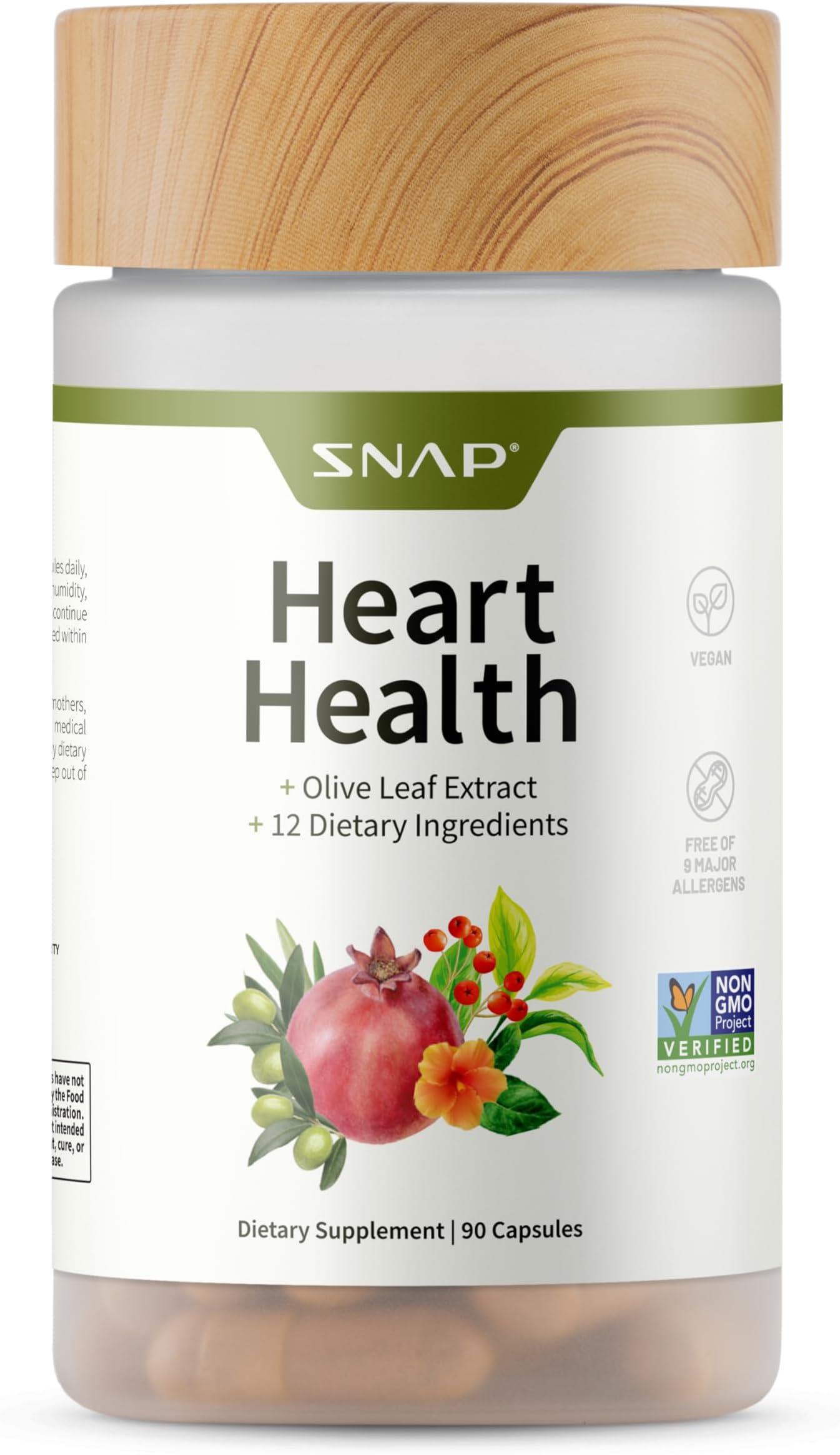 Snap Supplements Heart Health Support Supplement - Botanical Support for Heart Health, Healthy Circulation, and Nitric Oxide Levels, 30-Day Supply, 90 Capsules (Packaging May Vary)