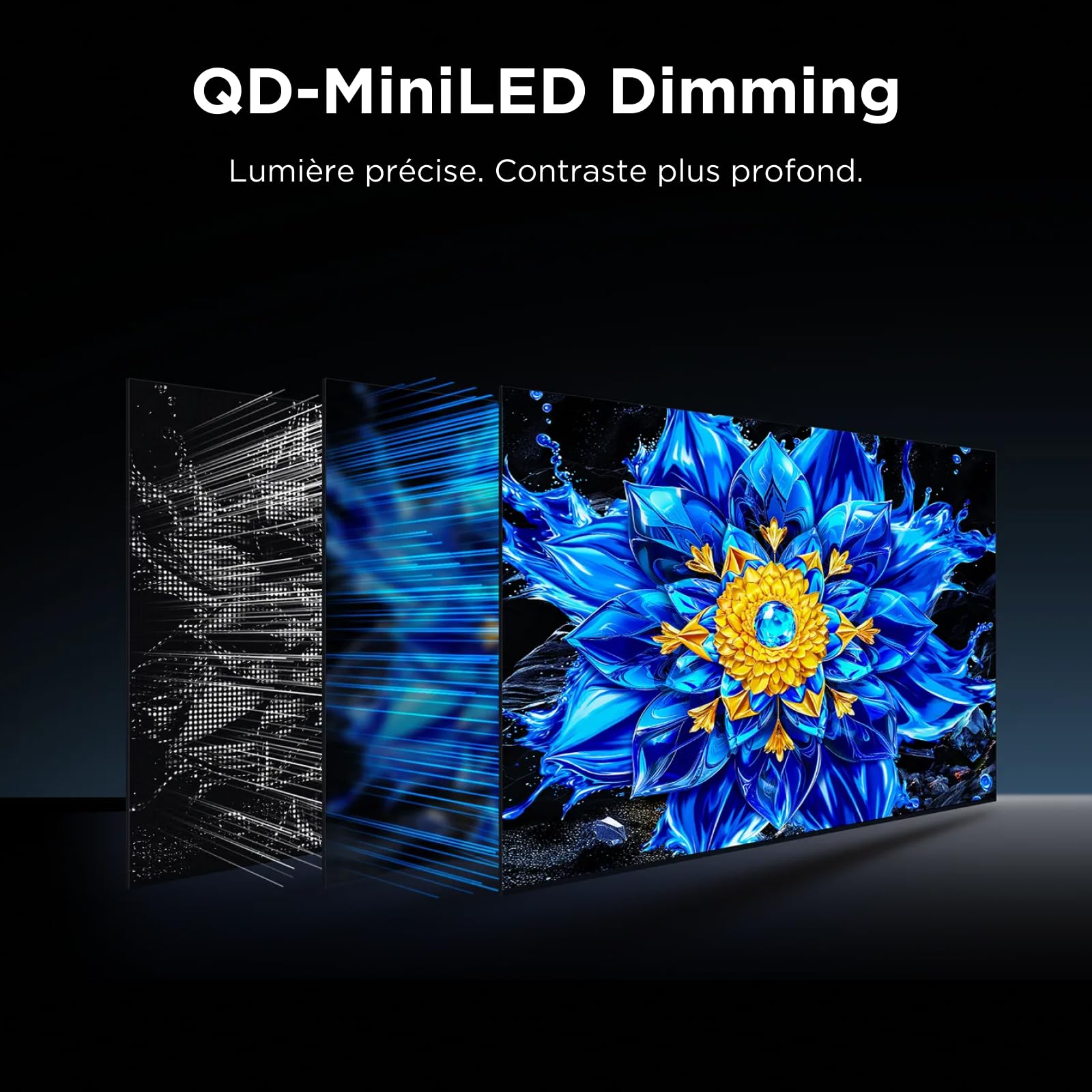 TCL 55T8D 55 Pouces QLED avec QD-Mini LED Dimming 4K HDR Ultra HD TV, Smart Google TV (Dolby Vision, HDR10+ & Atmos, 144 Hz VRR, FreeSync Premium, Game Master, Commande vocale) | FreeSync Premium, Game Master, Dolby Vision, HDR10+, Dolby Atmos, Apple AirP