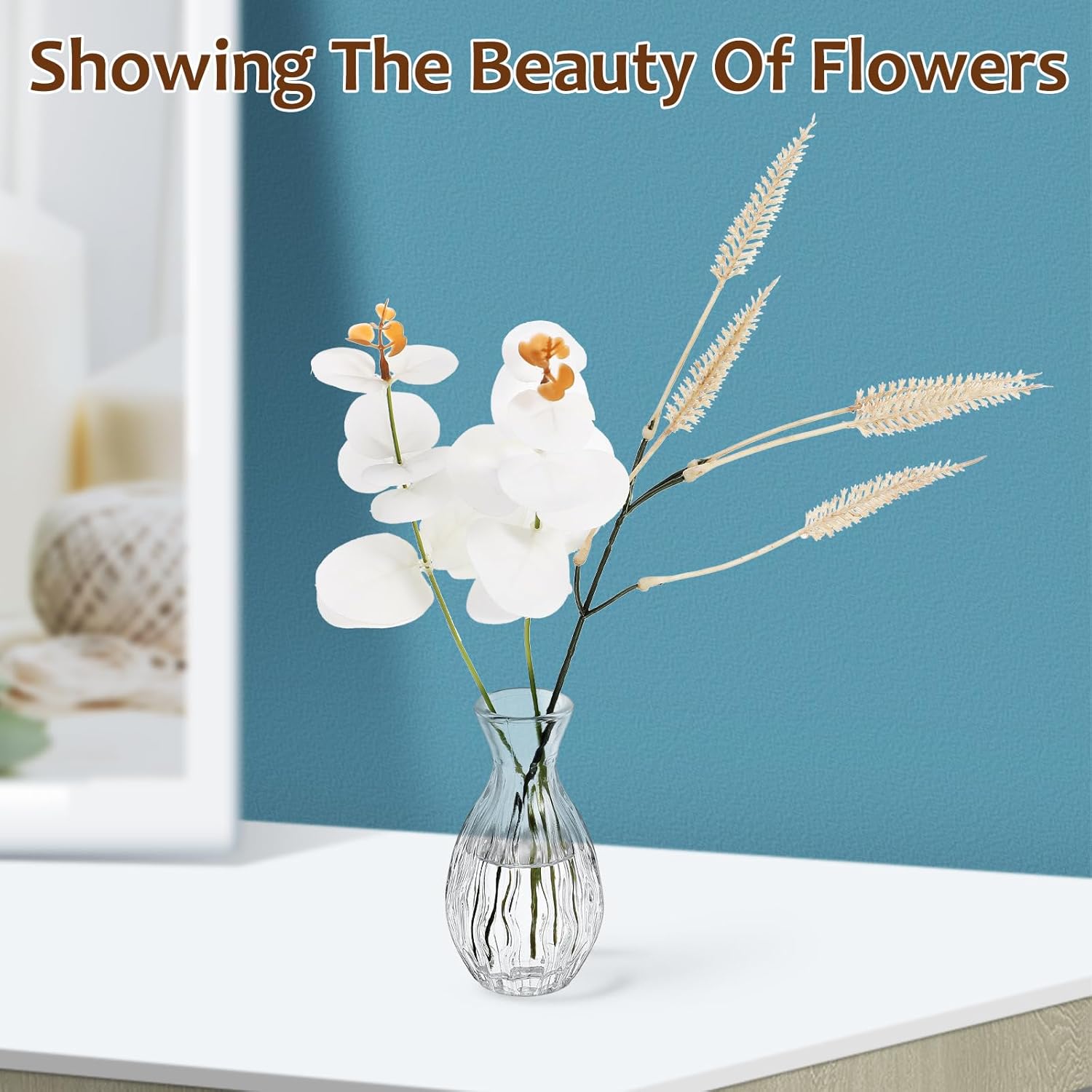 Glass Bud Vases Mini Vase: 4pcs Small Flower Vases Wedding Centerpiece Table Decorations Clear Vase Vintage Embossed Vases for Home Weddings Dining Room Decor