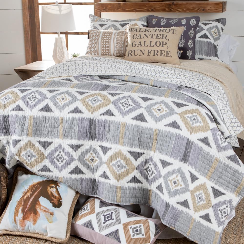 Rod's - Walk Trot Canter (Decorative Pillow) - Traditional Southwest Neutral - Grey Tan White - Pillow Size (24x12in) - Cotton with Polyester Fill