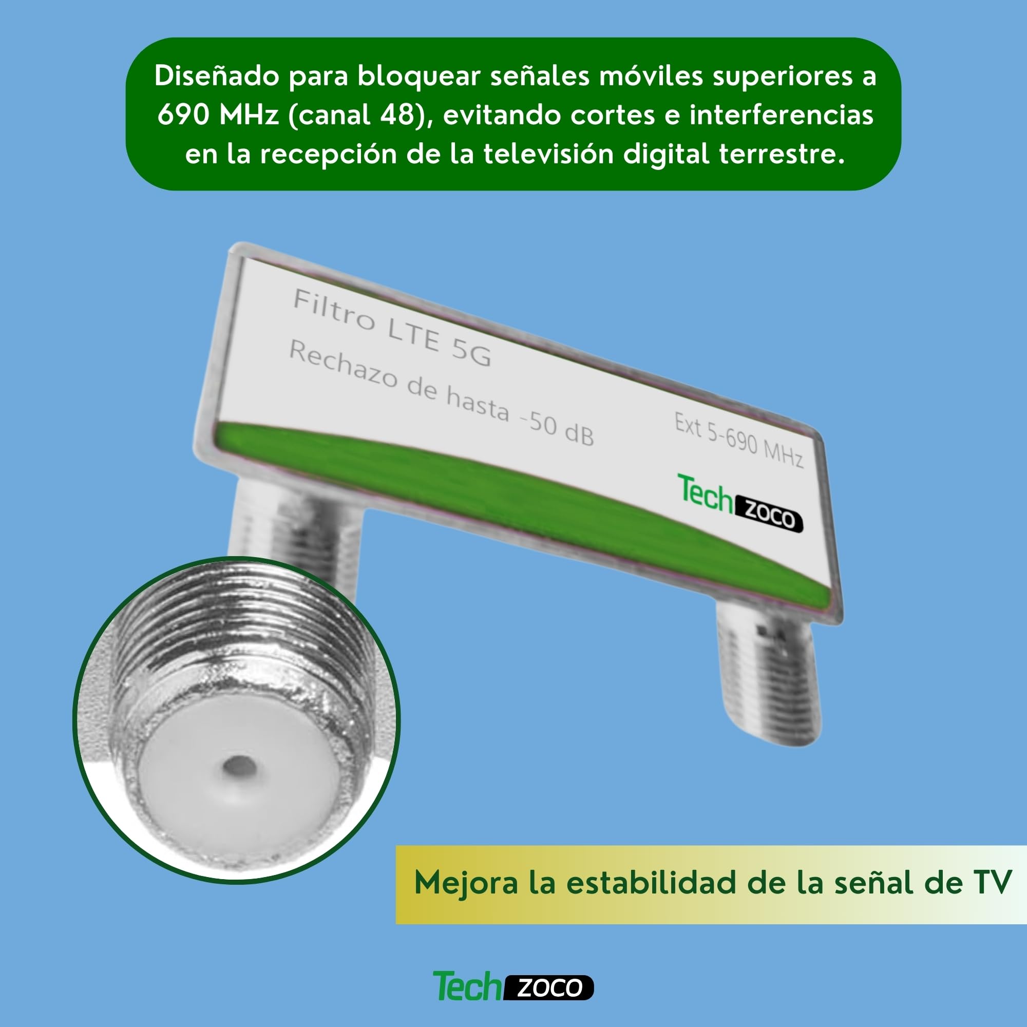 TECHZOCO LTE 5G Außenfilter, Tiefpass -50 dB, ab 694 MHz, K 48 TNT, Außeneinsatz, F-Buchse
