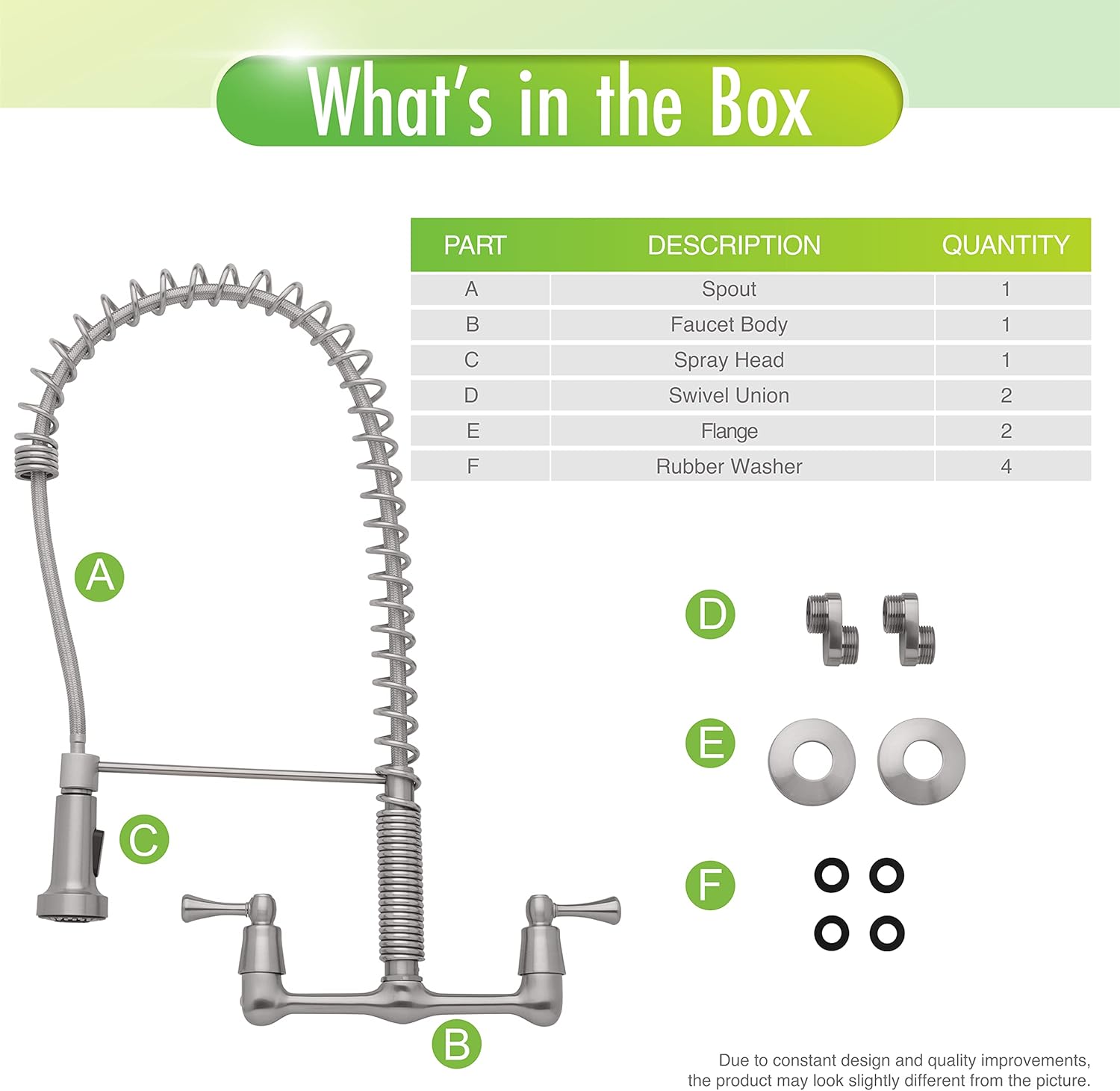 Stainless Steel Wall Mount Kitchen Faucet with Pull-Down Spray