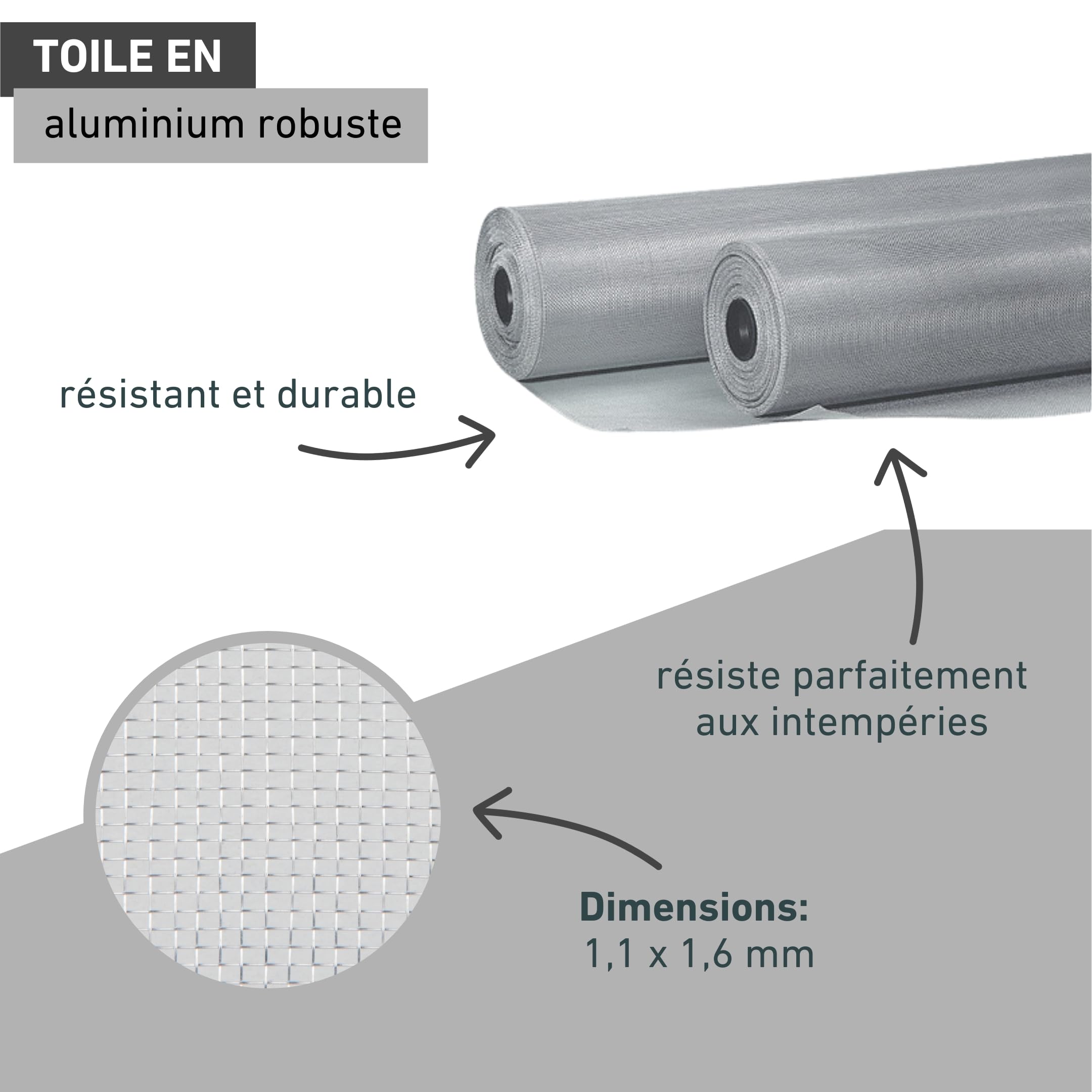 Windhager moustiquaire aluminium 120x250 cm, toile anti moustique argent pour fenêtre et porte, grille de protection insectes, maille fine résistante, découpe facile, 03623