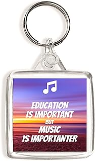 Education is Important But Music is Importanter - Square Keyring