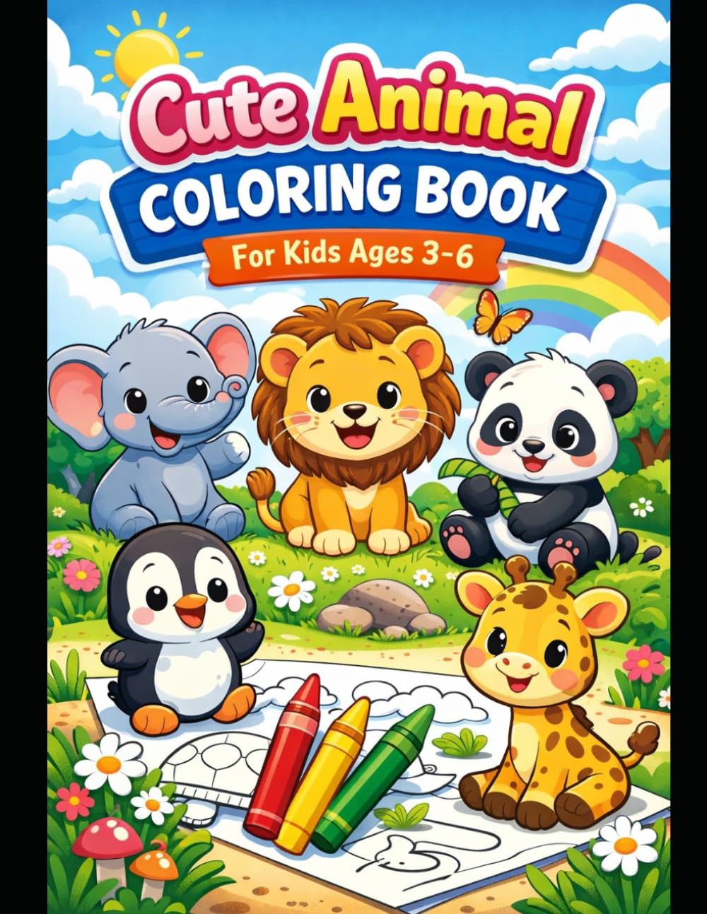 Cute Animal Coloring Book for Kids Ages 3–6