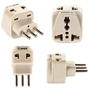 Orei Italy, Libya, Chile & More (Type L) Travel Adapter Plug - 2 in 1 - CE Certified - RoHS Compliant - 4 Pack - Beige Color (P21-12A-4PK) gallery image