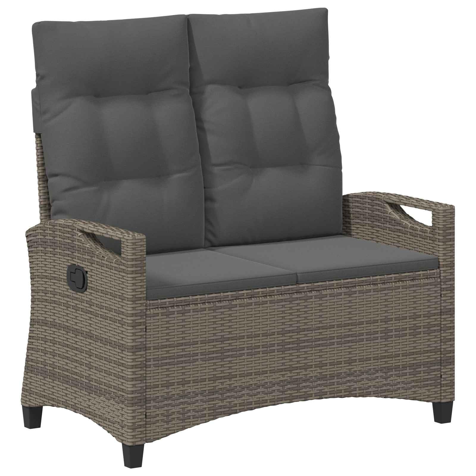 Gartenbank, neigbar, Stahlgrau und Polyester, 105 x 60 x 112 cm