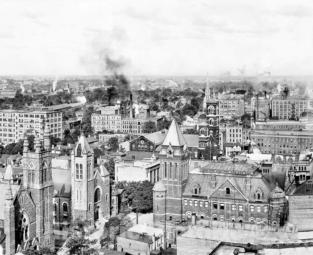 Rochester Historic Black & White Photo, Rochester from Above, c1904-44in x 32in