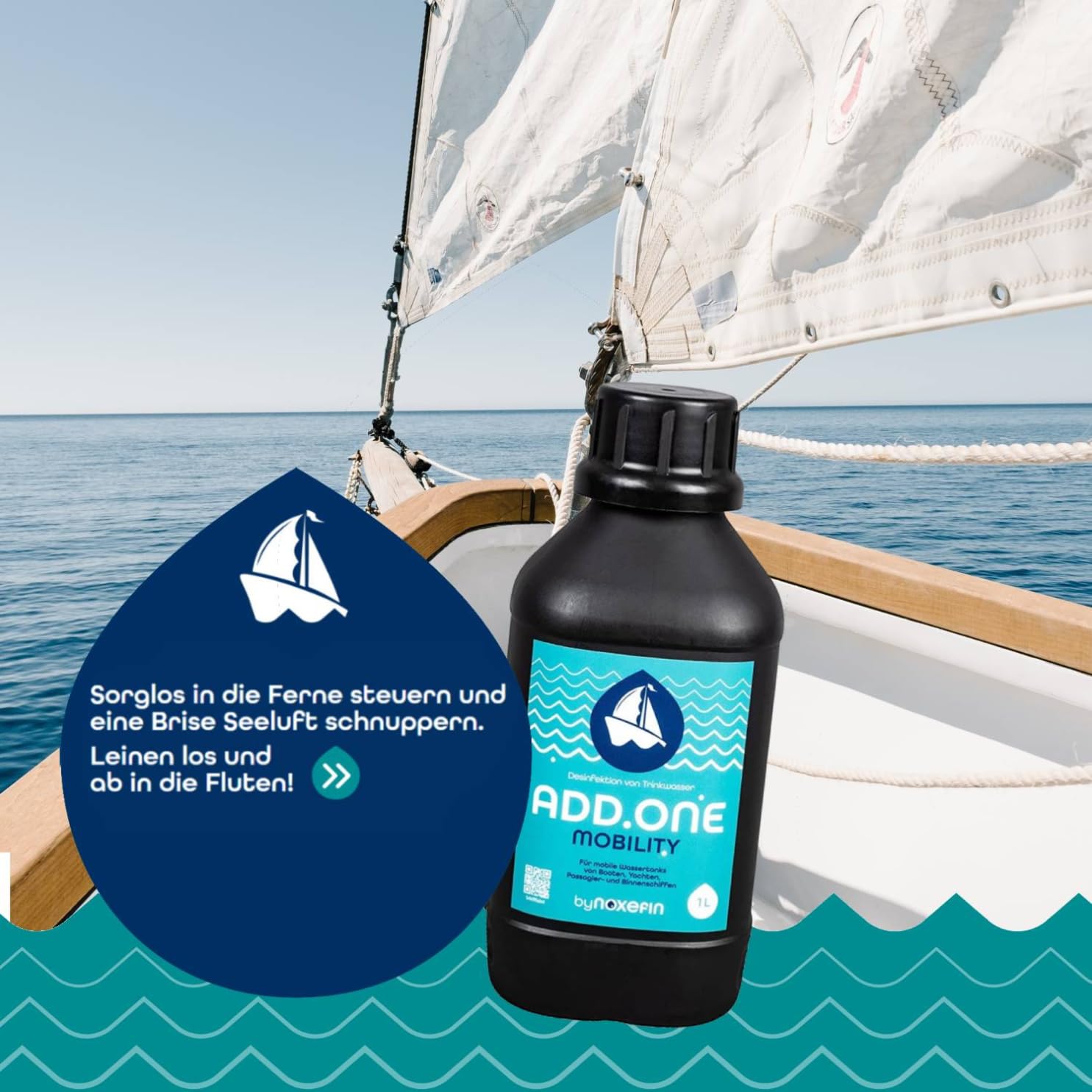 ADD.ONE Trinkwasserdesinfektion & Biofilmabbau, 1 L | für Wohnwagen, Camping, Outdoor, Tiere und Boote - genug für 100L - Kein Gefahrenstoff - 100% Geschmacksneutral