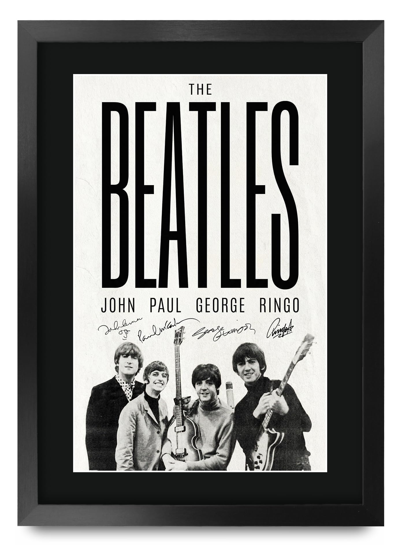 HWC Trading The Beatles Music Gifts Printed Signed Autograph Picture for Music Memorabilia Fans (ID-000175) - A3 Framed