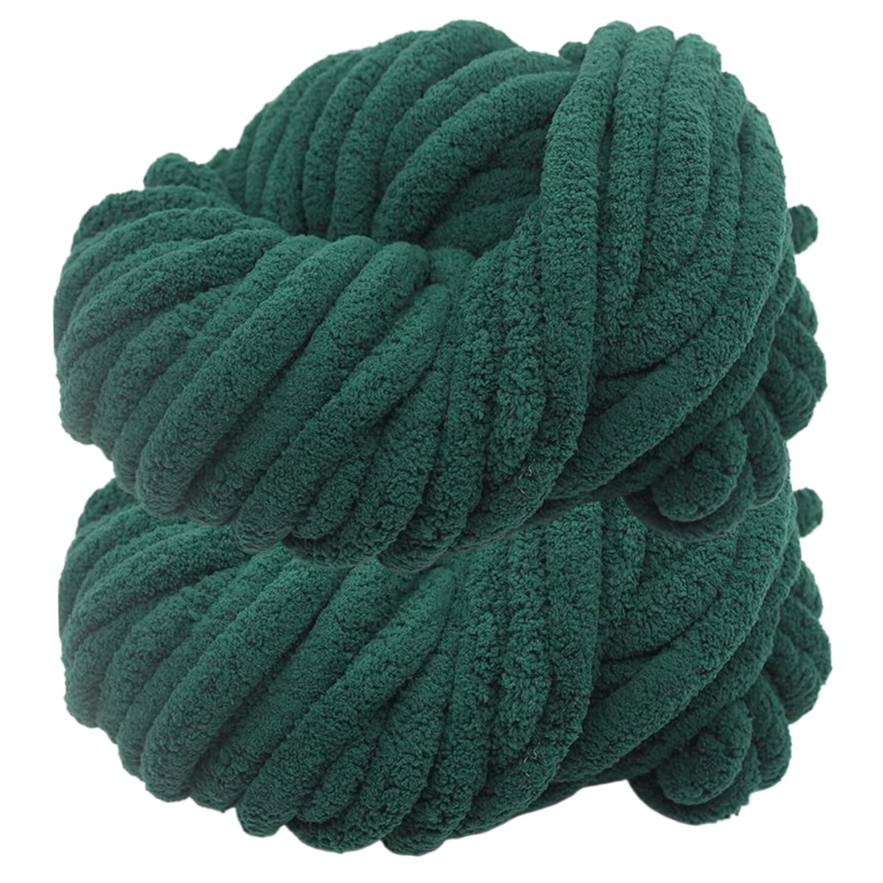 Hilo grueso para crochet de dos piezas verde oscuro mullido para tejer con brazos