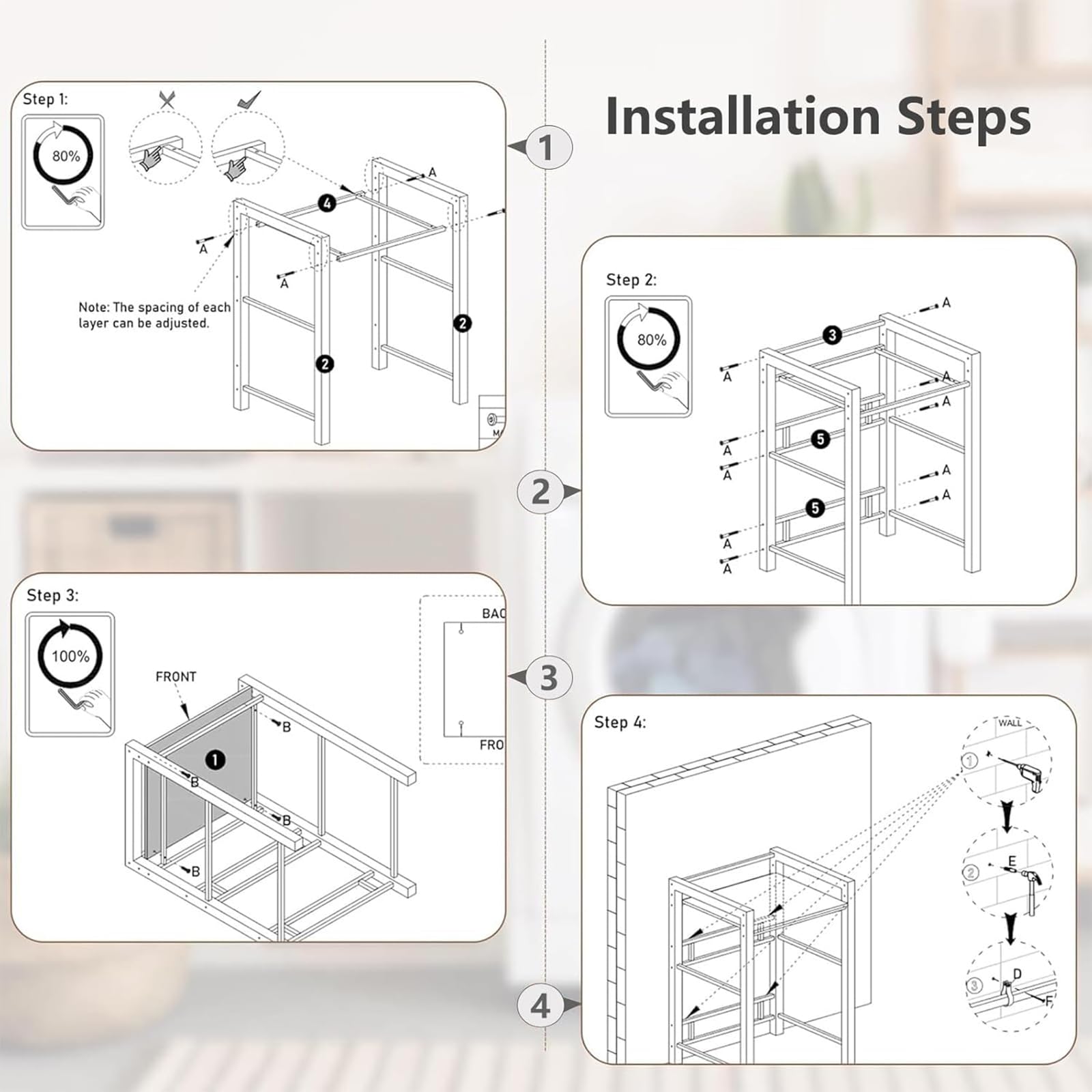 Scaffale per Incolonnamento Lavatrice e Asciugatrice, 3 Regolabili in Altezza,Base per lavatrice, Scaffale Sopra la lavatrice, Capacità di Carico 350 kg, Per Bagno (bianco, 75 x 65 x 105 cm)