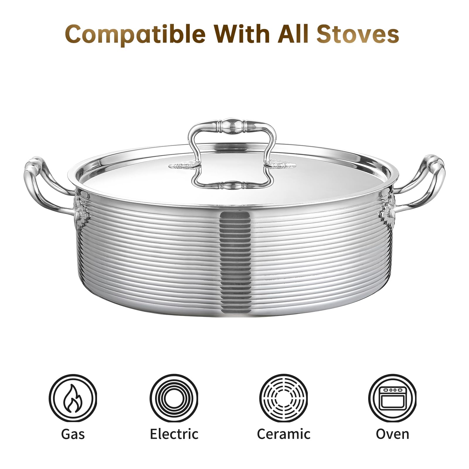 DELARLO 8qt Stainless Steel Braiser Pan -2 DELARLO 8qt Stainless Steel Braiser Pan -2
