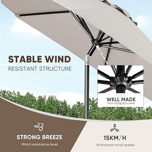 Miniatura 82 de Tempera Patio Market Outdoor Table Umbrella with Push Button Tilt and Crank,Large Sun Umbrella with Sturdy Pole&Fade resistant canopy,Easy to set