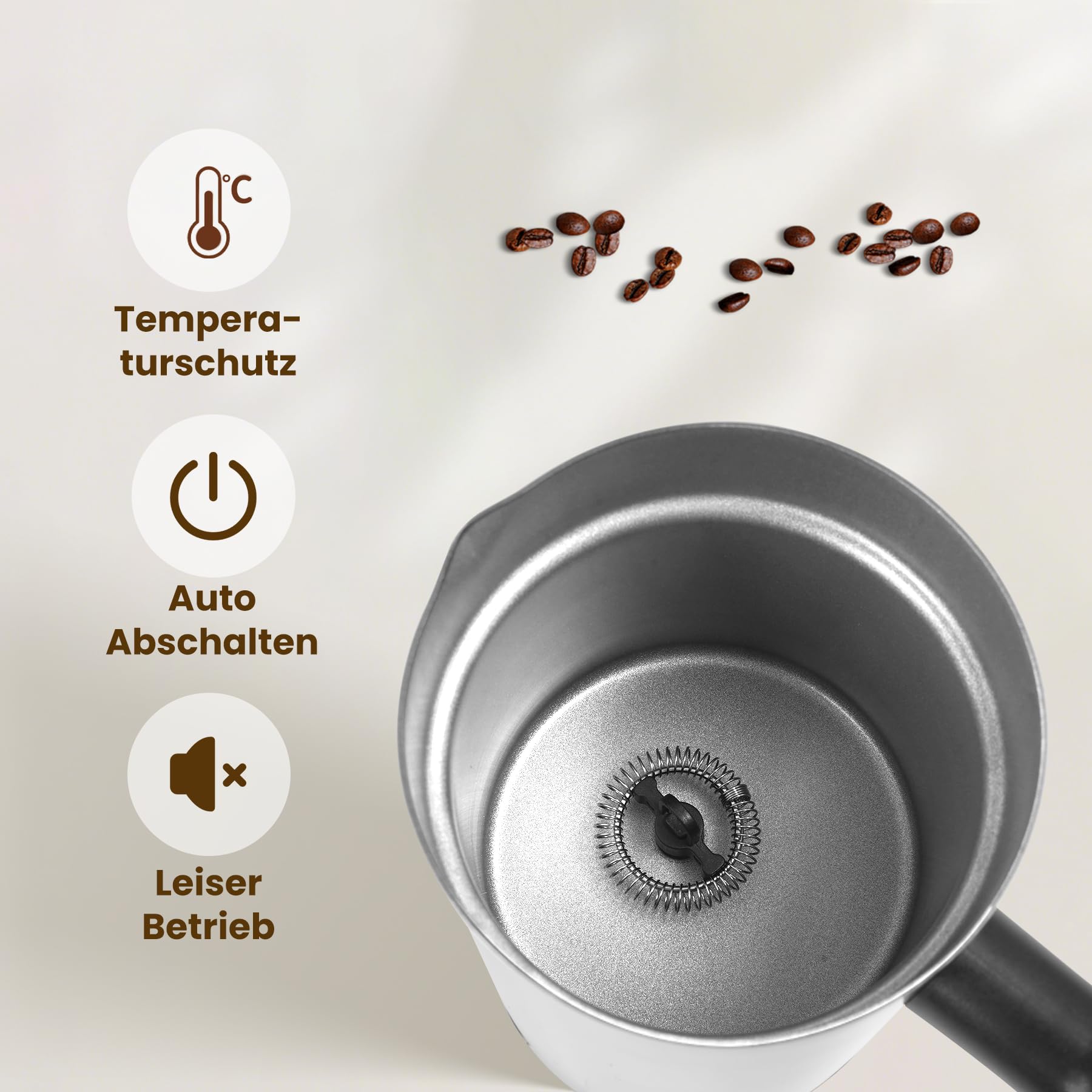 4 in 1 Milchaufschäumer Elektrisch, Automatische Heiß und Kaltaufschäumer mit Tastensteuerung, Milchwärmer aus Edelstahl, Elektrischer Milchaufschäumer für Kaffee Latte, Cappuccino