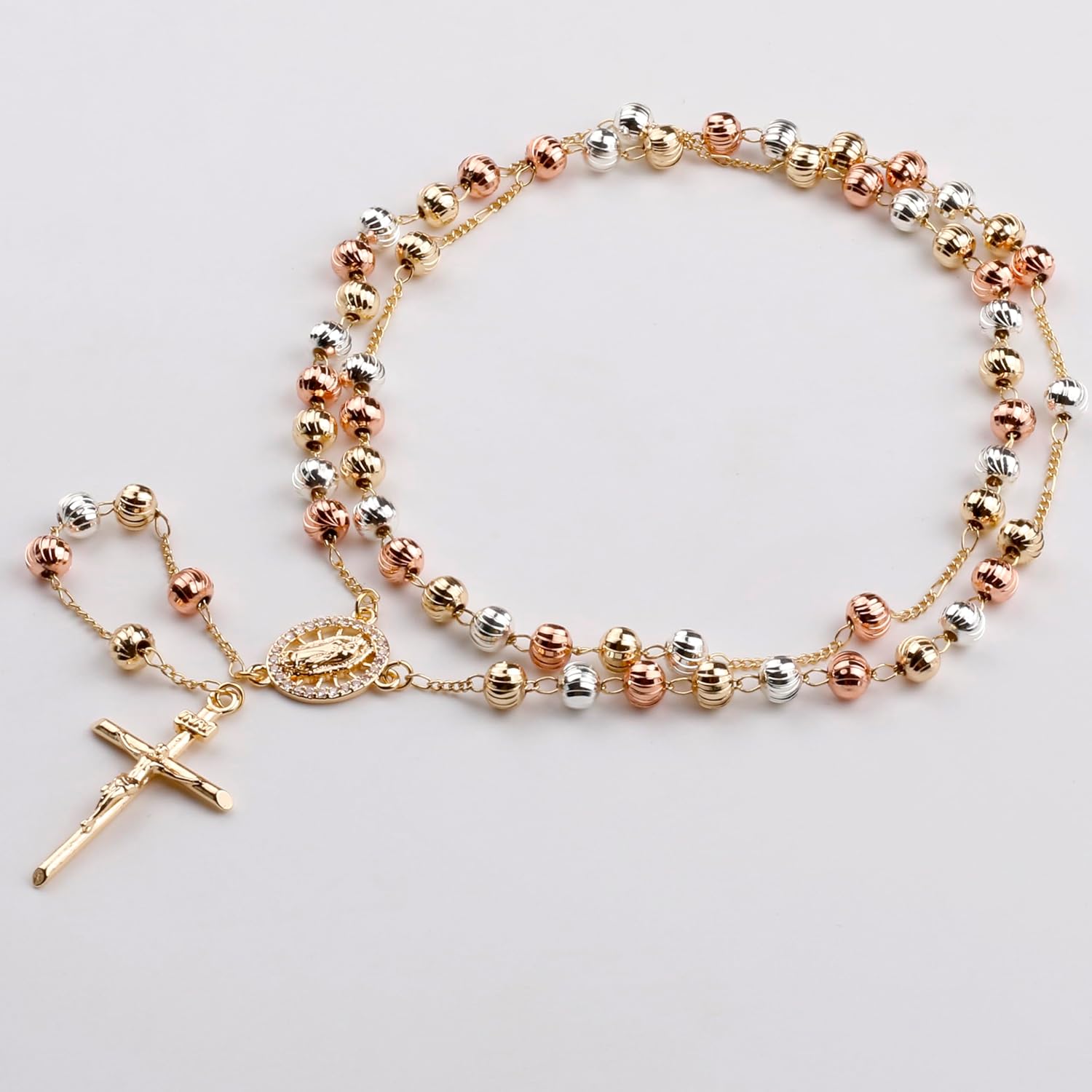 6mm Gold Plated Beads Catholic Guadalupe Rosary Necklace for Women with Gift Box - Image 2