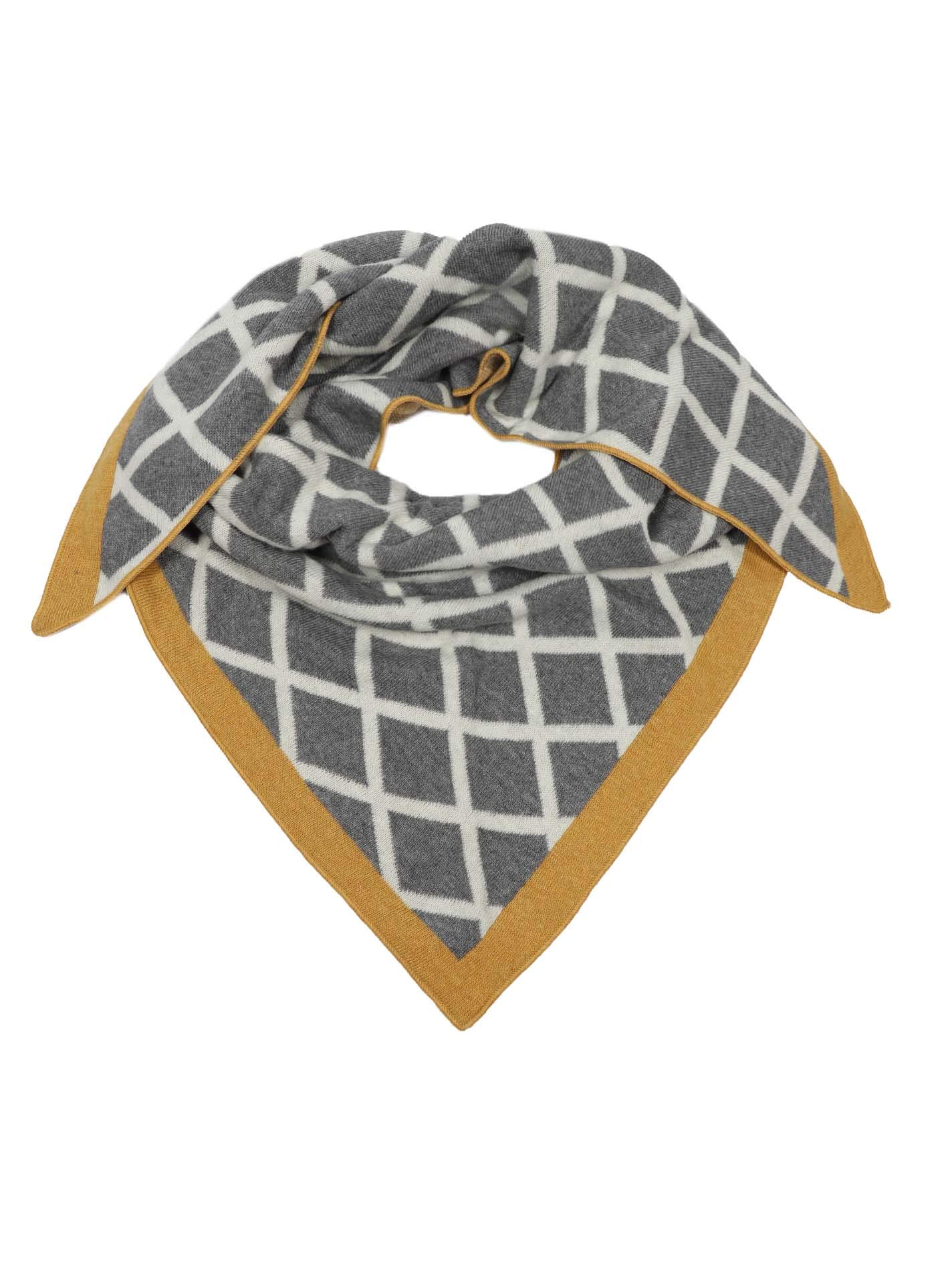 Zwillingsherz Dreieckstuch Stola Schal mit Kaschmir und Wolle für Damen Mädchen Jungen Kinder - Hochwertiges Cashmere Halstuch im Karo Muster Motiv - Damenschal für Sommer Herbst Winter