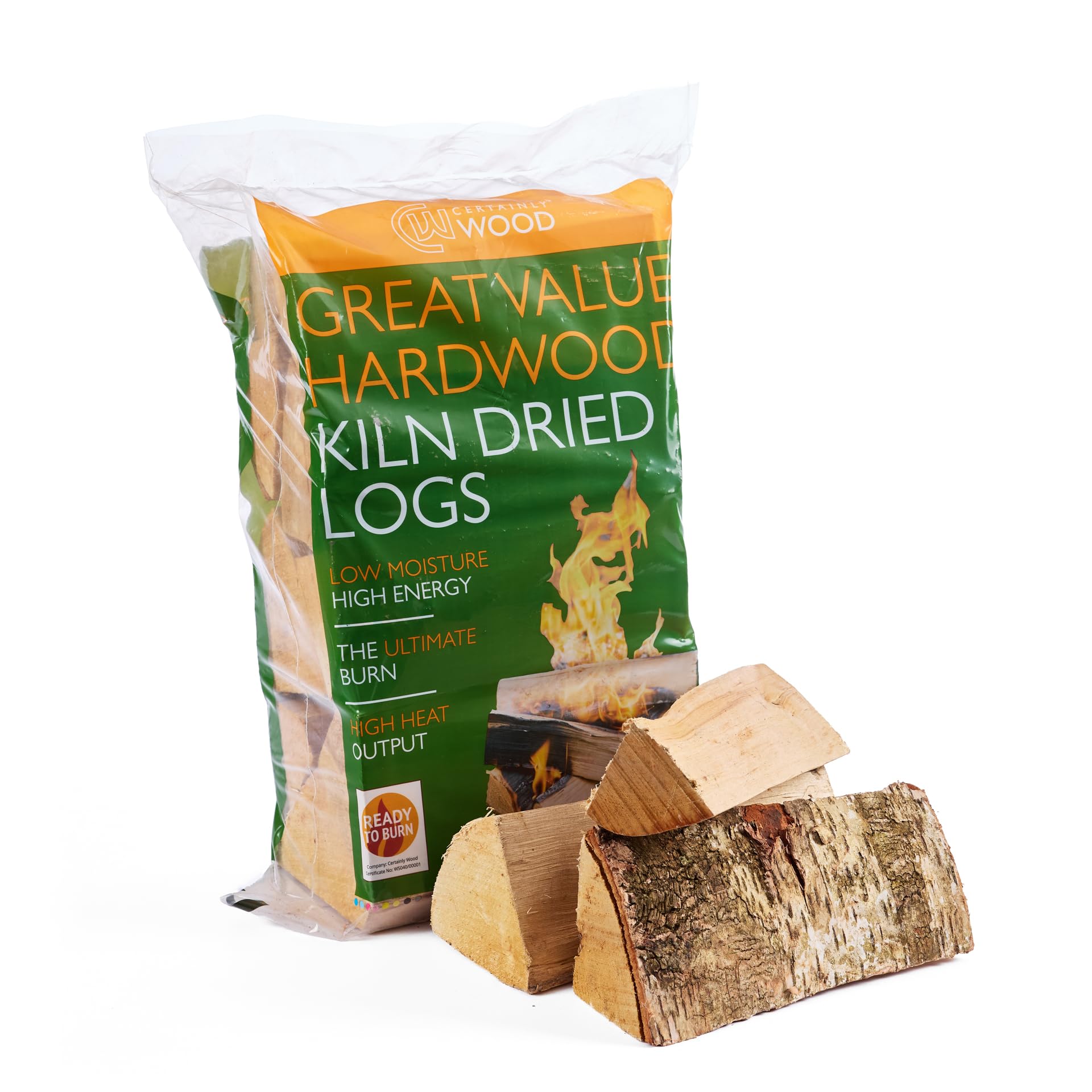Certainly Wood Brown Kiln Dried Hardwood Logs, 25Cm Length, 10Kg Bags, Ready To Burn For Stoves And Fireplaces (1 Bag)