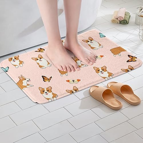 Miniatura 4 de Alfombras de baño para niños y perros, bonita alfombra de baño antideslizante con mariposa multicolor, alfombra de ducha esponjosa Kawaii para