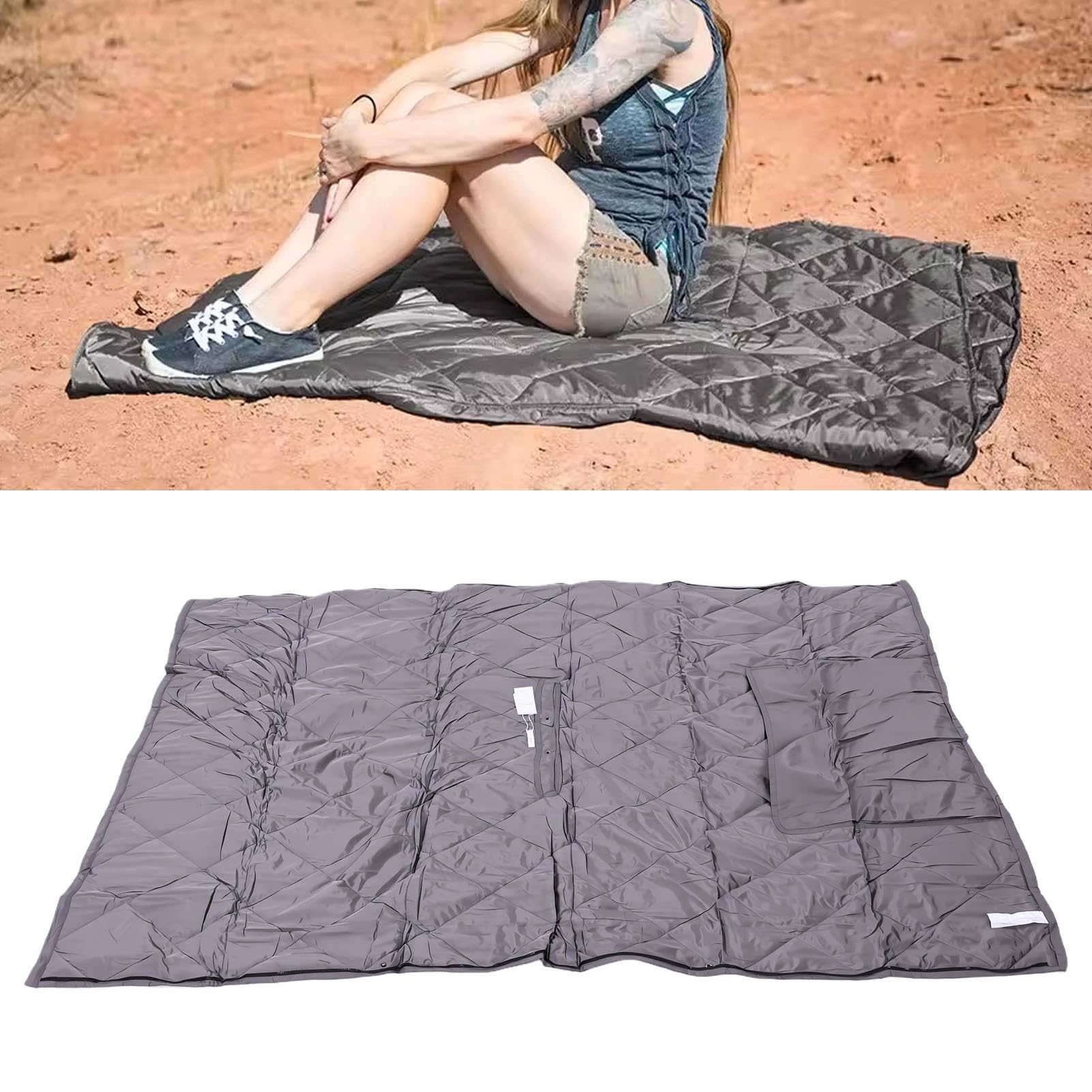 Coperta da Campeggio Scialle Indossabile Compatto Coperta da Campeggio 4 in 1 Sacco a Pelo Trapuntato per Esterni per falò da Viaggio